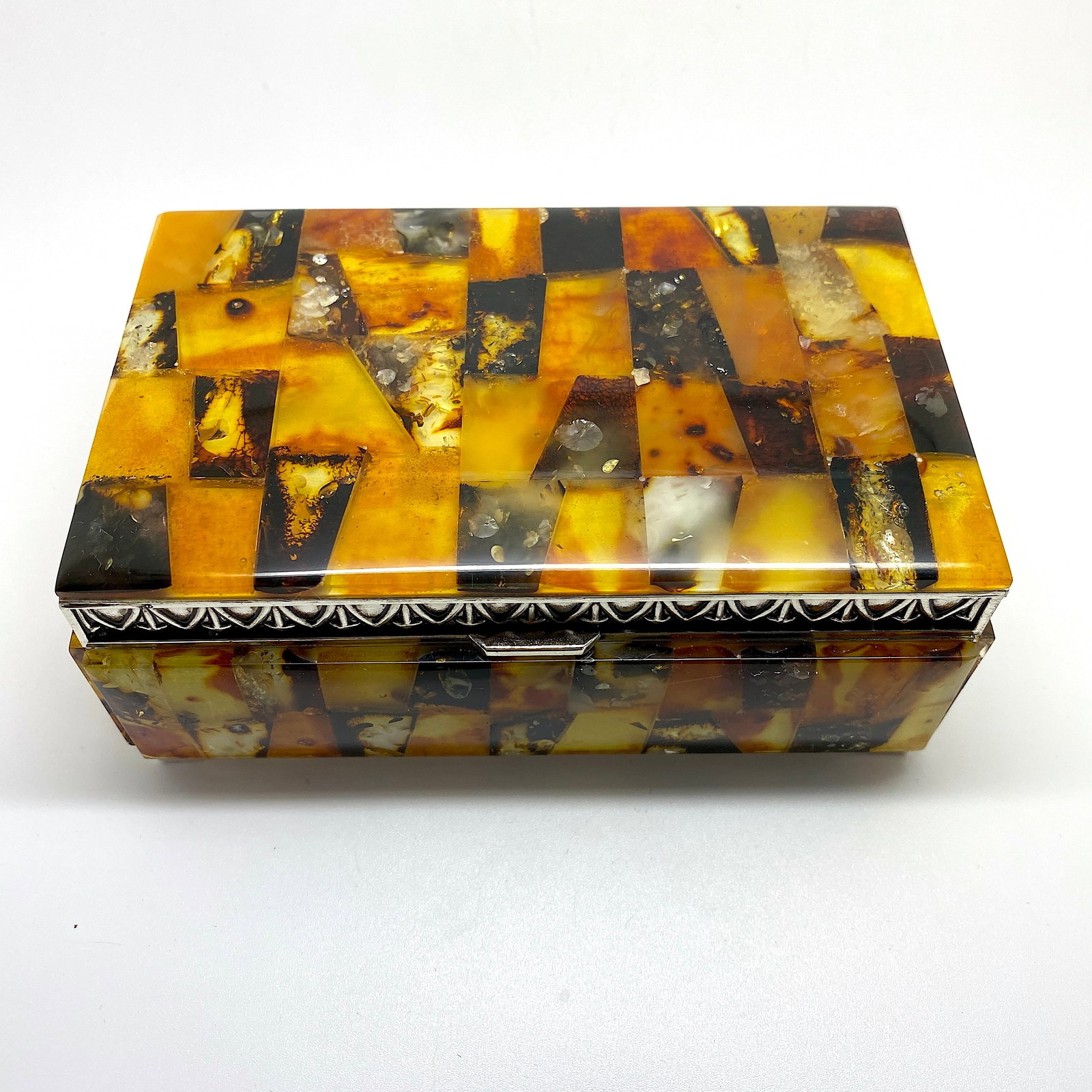 Antique Amber Jewellery box - 8