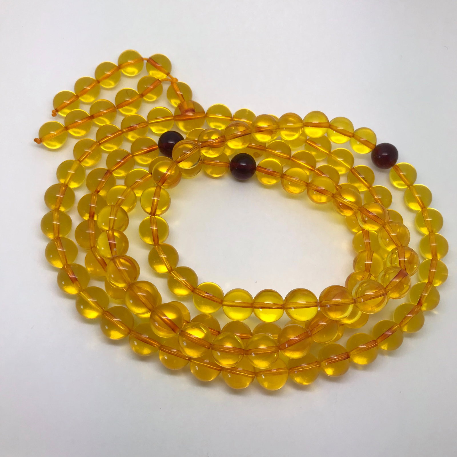 Remarkable Amber Mala made from Round Amber beads - 7