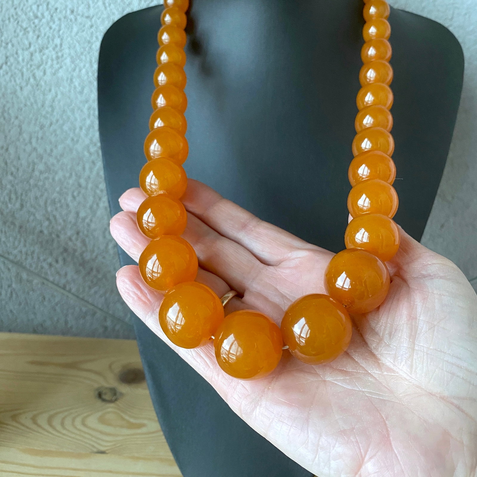 Antique Amber Necklace made from Round Amber beads - 10