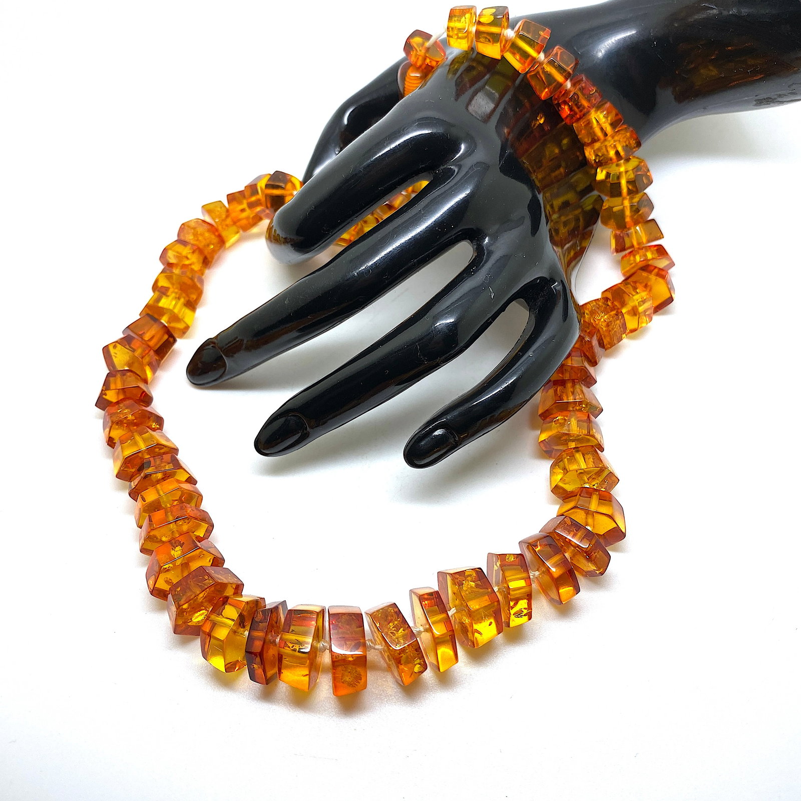 Staggering Vintage Amber Necklace made from Hand Carved Amber beads - 6