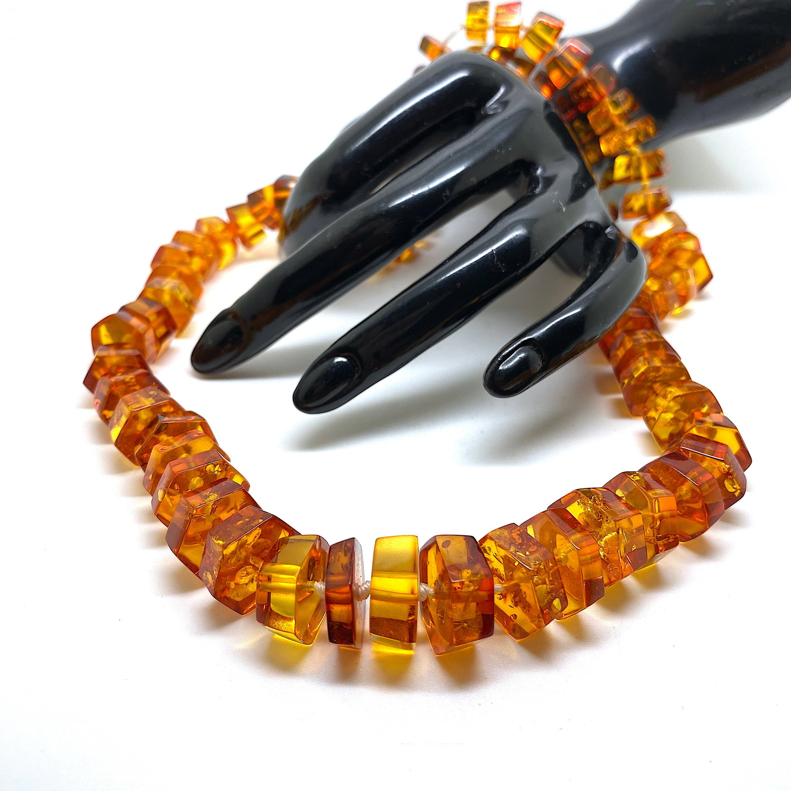 Staggering Vintage Amber Necklace made from Hand Carved Amber beads - 8