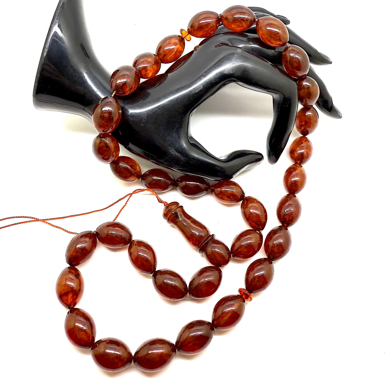 Unique and Astonishing Amber Tesbih made from Olive shaped Amber beads - 4