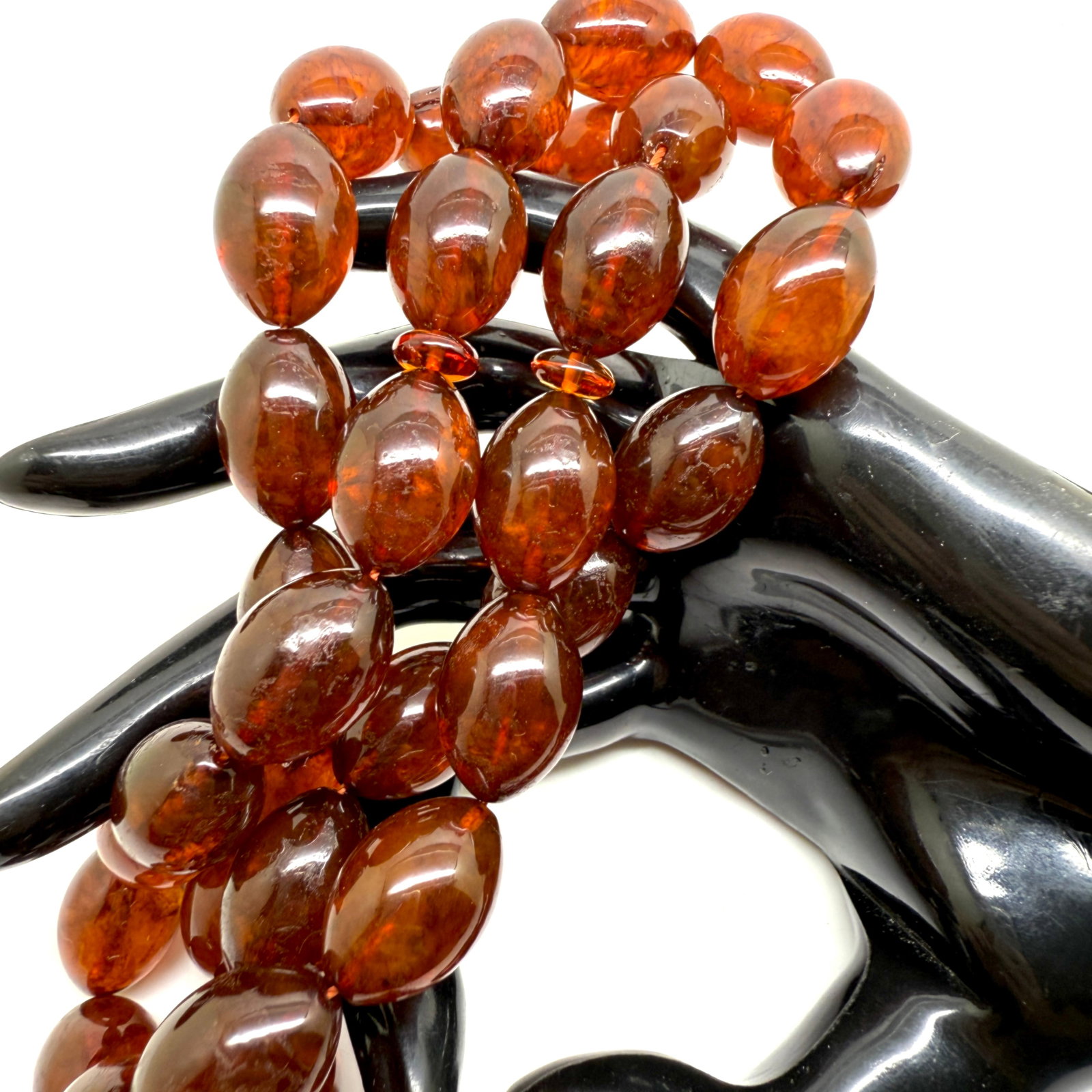Unique and Astonishing Amber Tesbih made from Olive shaped Amber beads - 6
