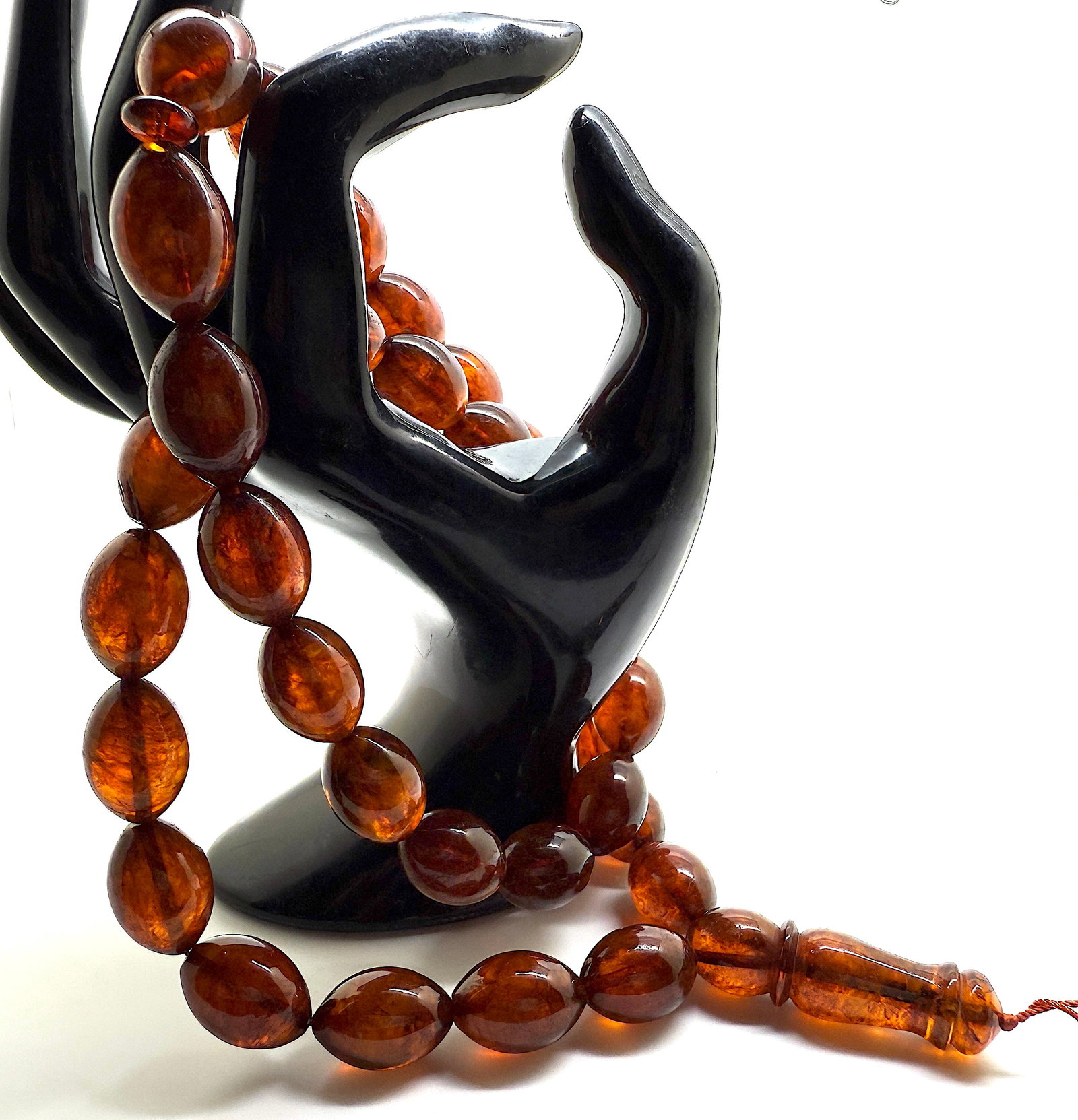 Unique and Astonishing Amber Tesbih made from Olive shaped Amber beads - 7