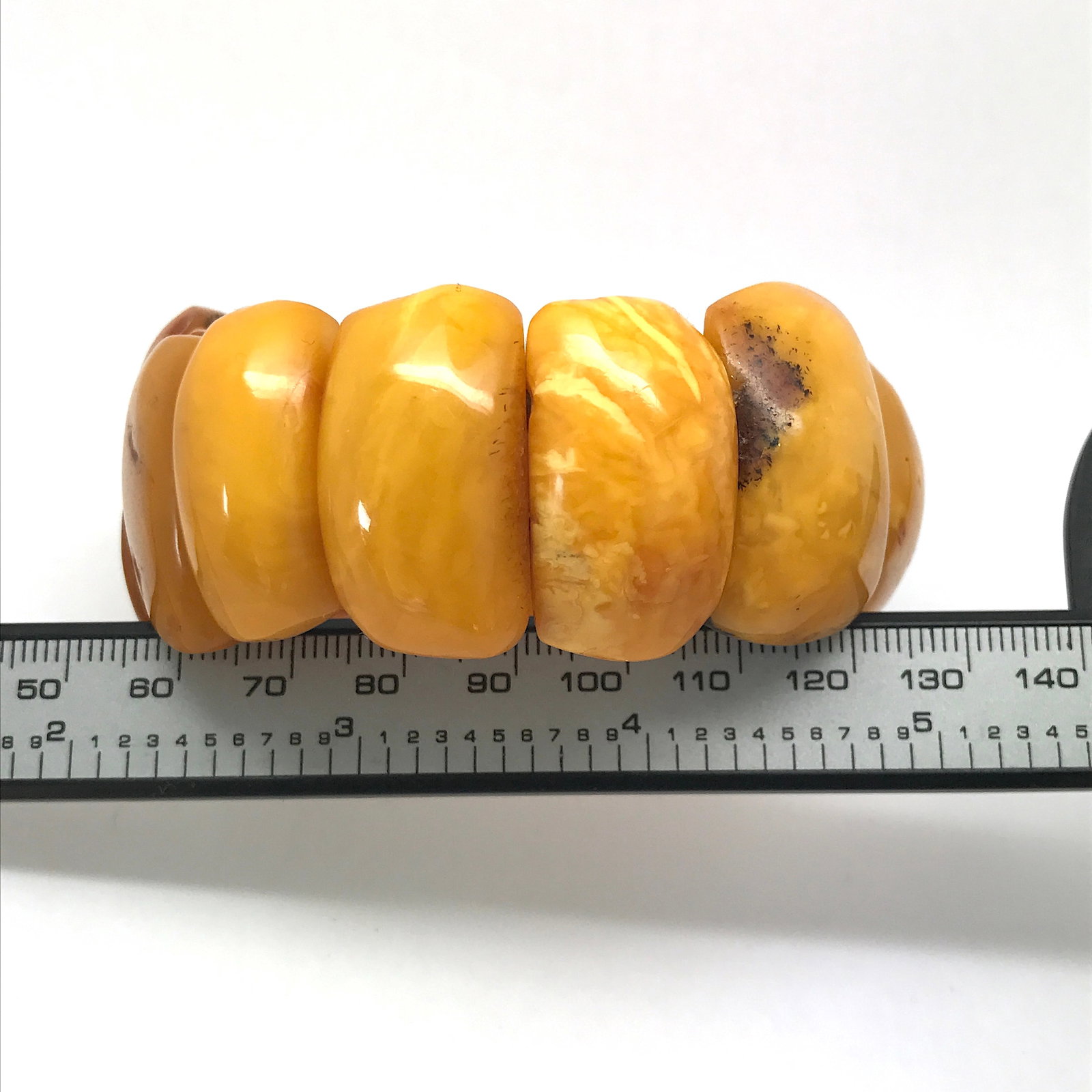 Impressive Unique Vintage Amber Bracelet made from Natural shaped Amber beads - 8