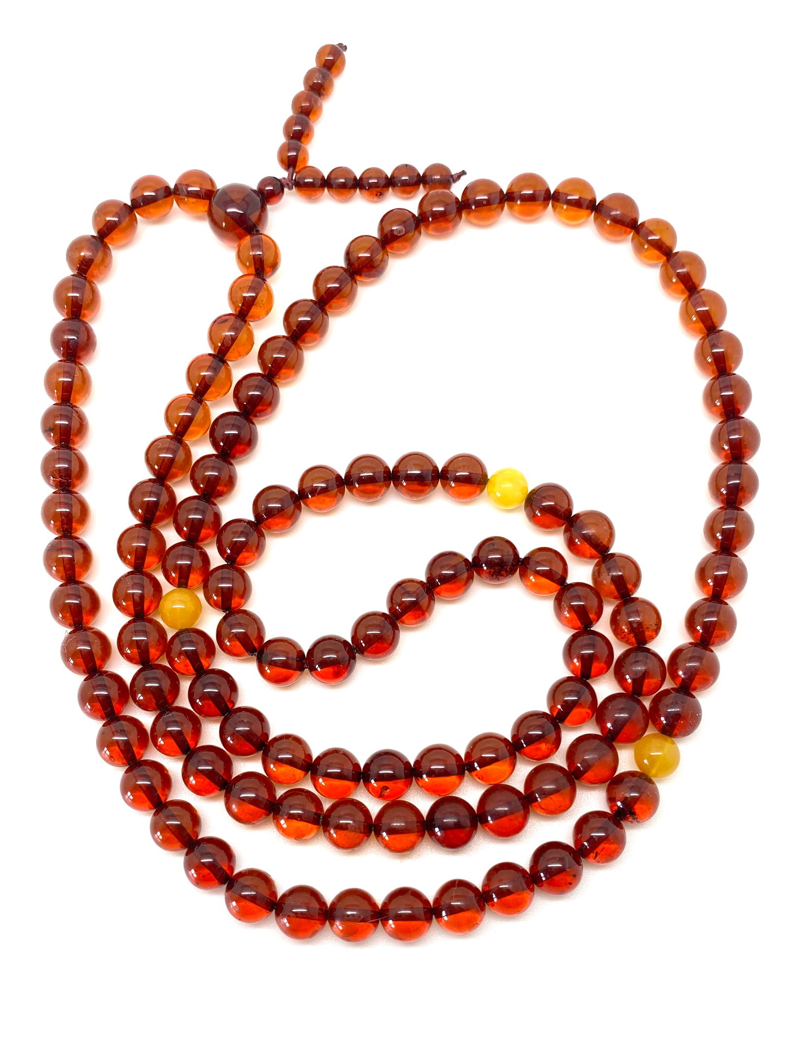 Grand Amber Mala made from Round Amber beads - 5