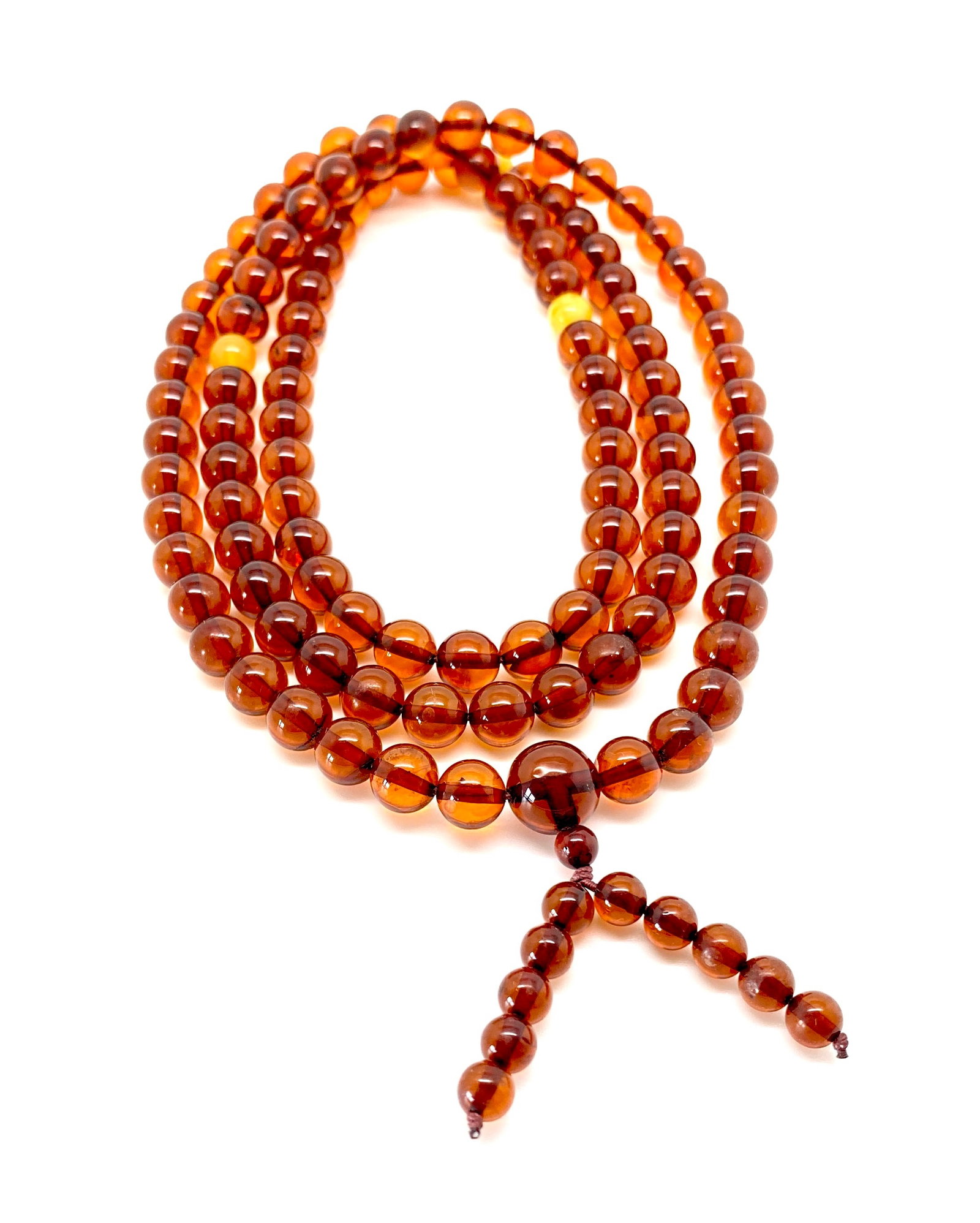 Grand Amber Mala made from Round Amber beads - 6