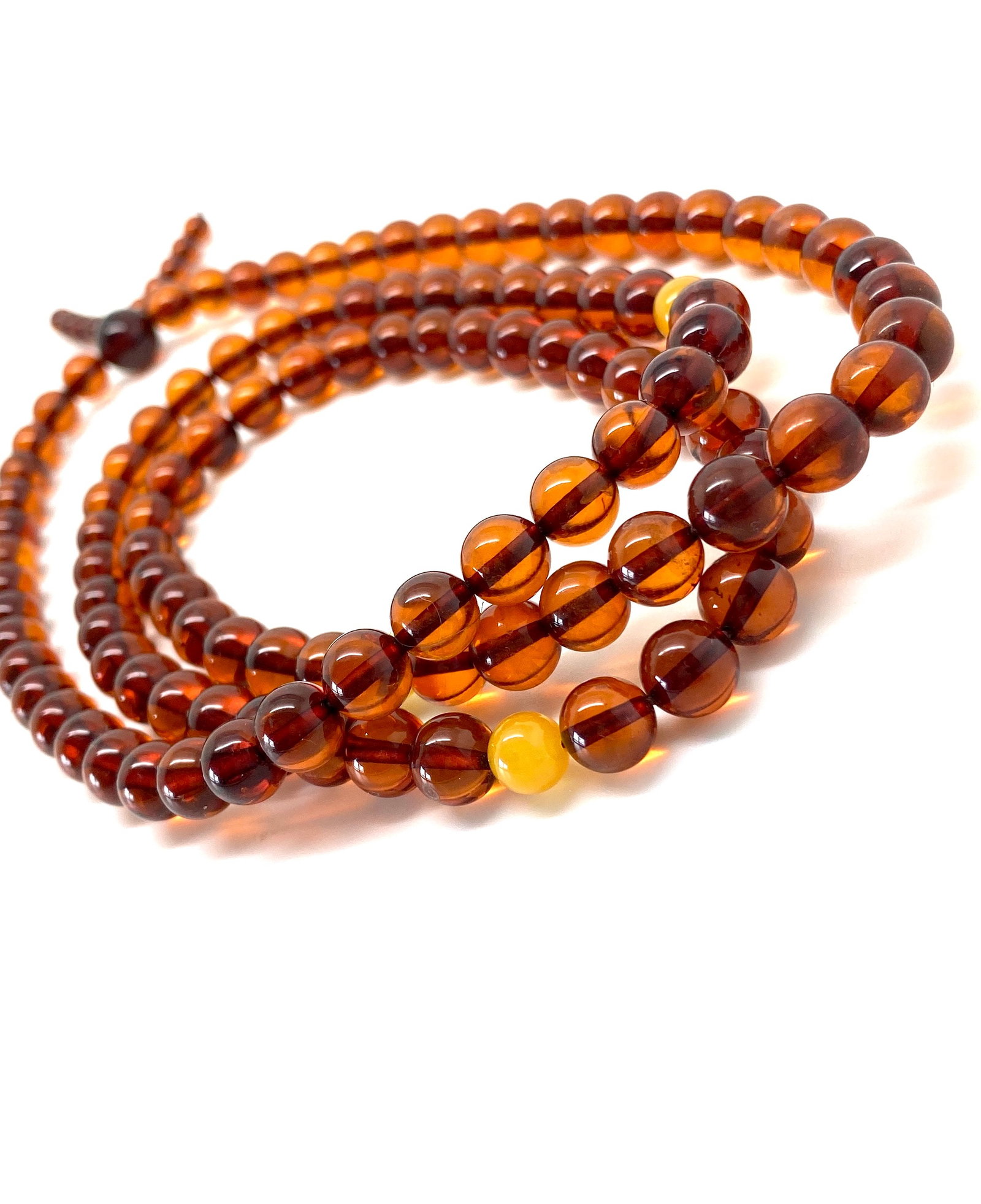 Grand Amber Mala made from Round Amber beads - 7