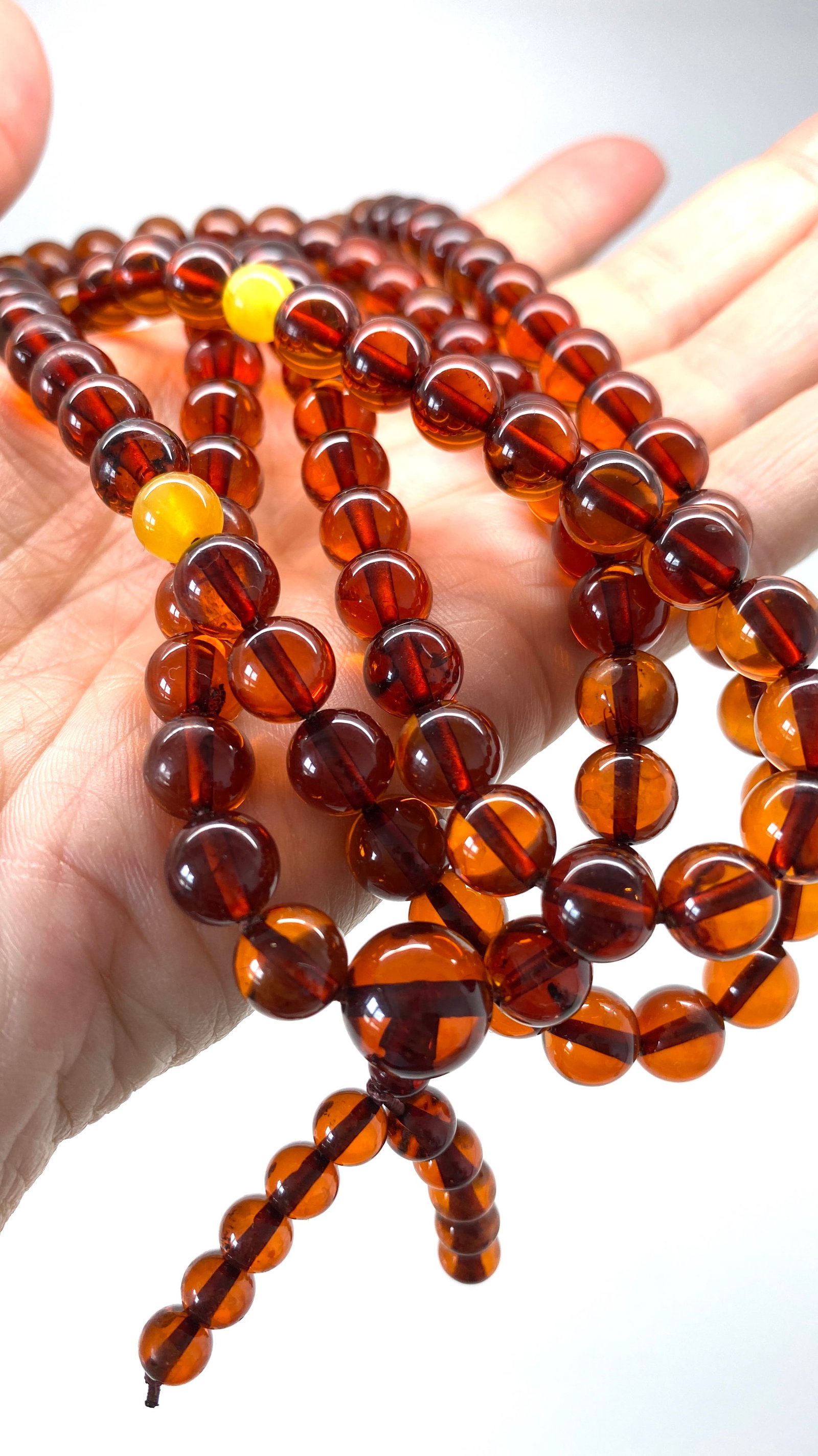 Grand Amber Mala made from Round Amber beads - 8
