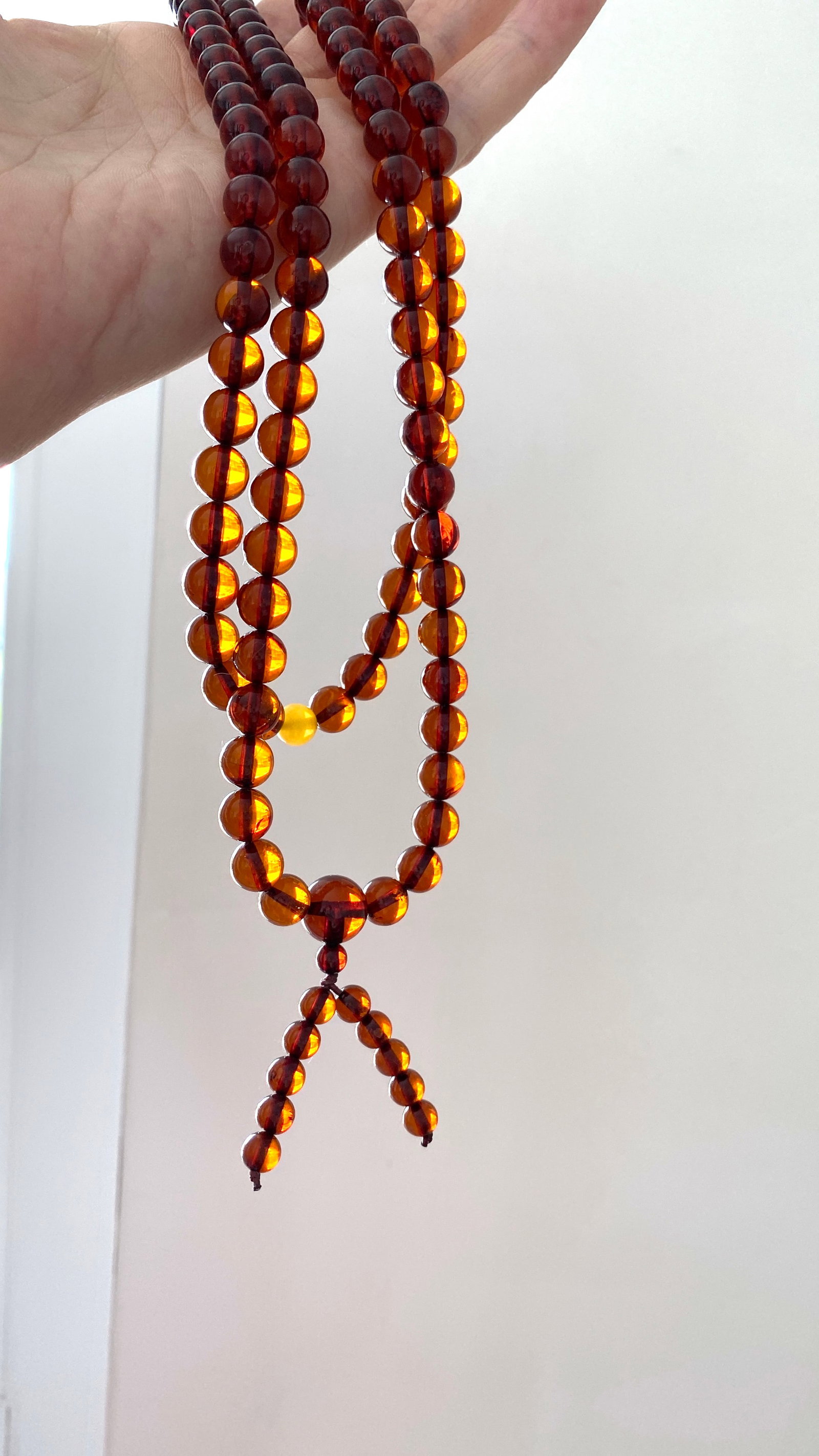 Grand Amber Mala made from Round Amber beads - 9