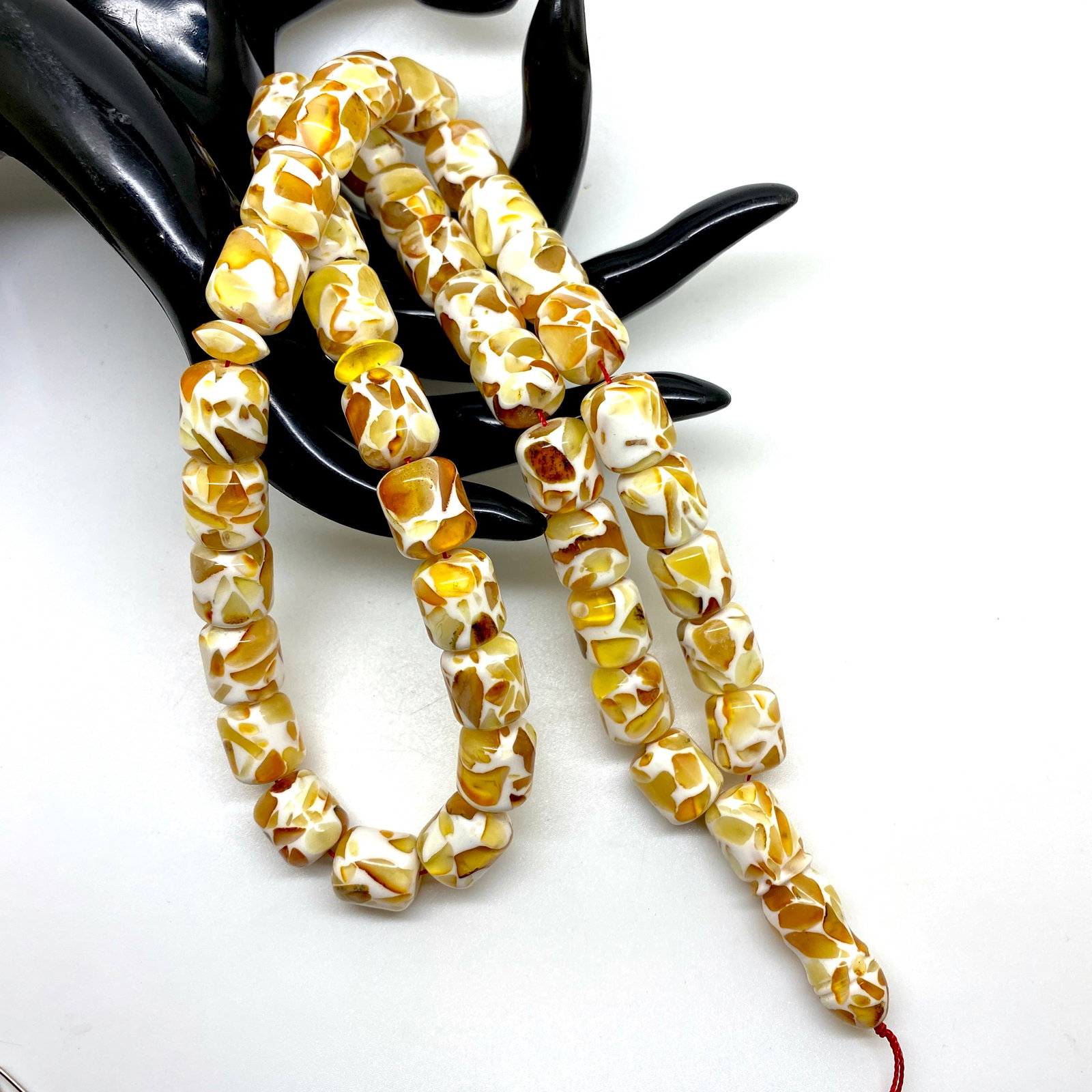 Unique and Phenomenal Amber Tesbih made from Barrel shaped Amber beads - 10