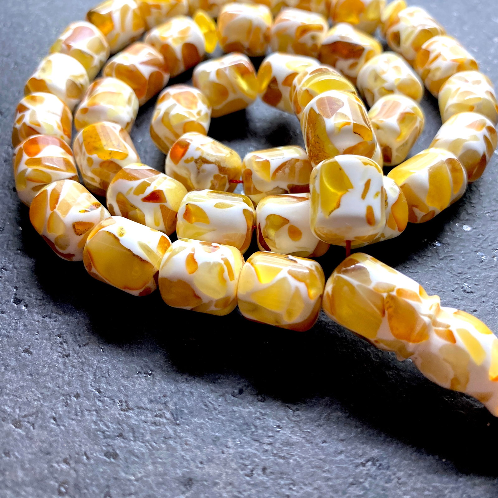 Unique and Phenomenal Amber Tesbih made from Barrel shaped Amber beads - 5