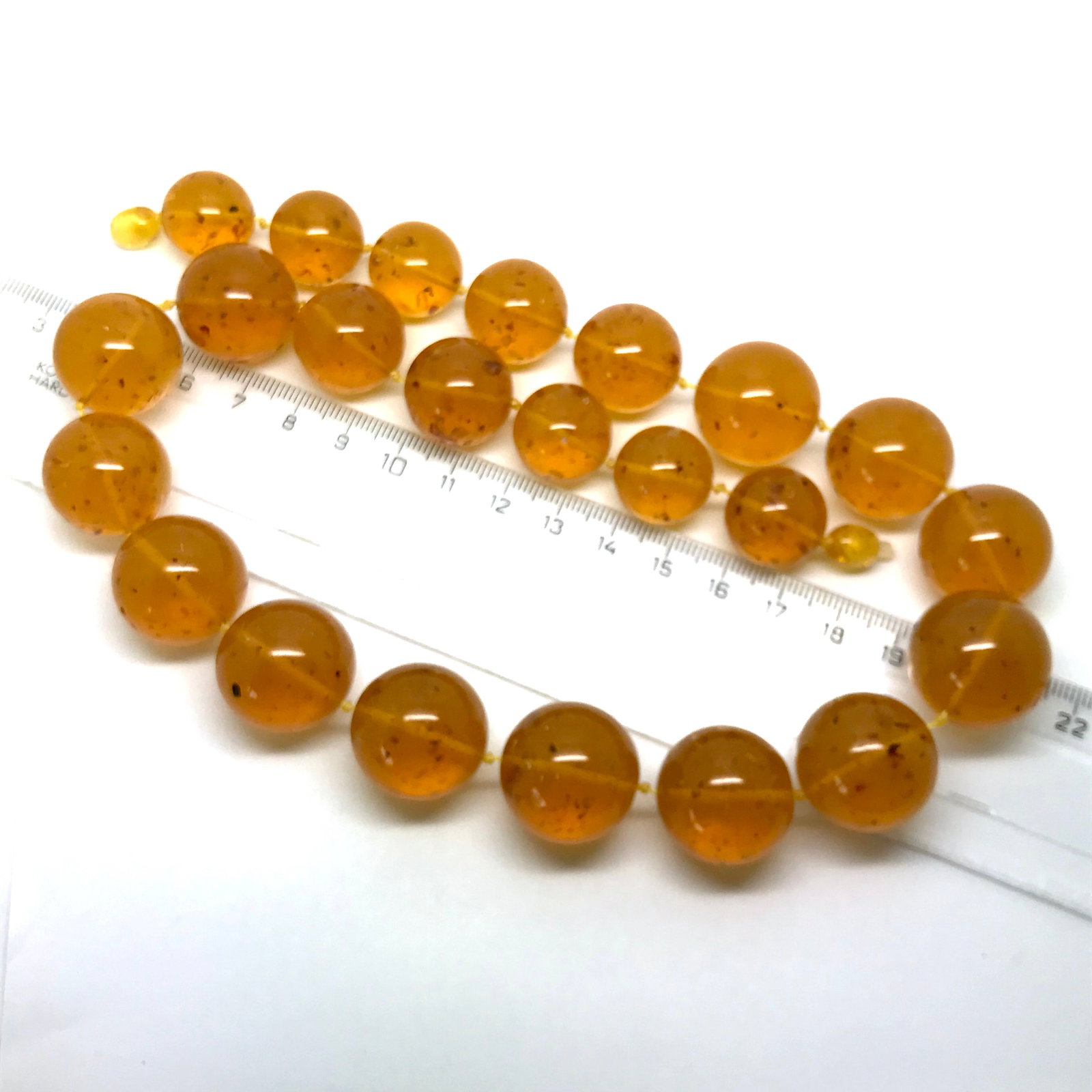 Outstanding Unique Vintage Amber resin Necklace made from Round Amber resin beads - 4