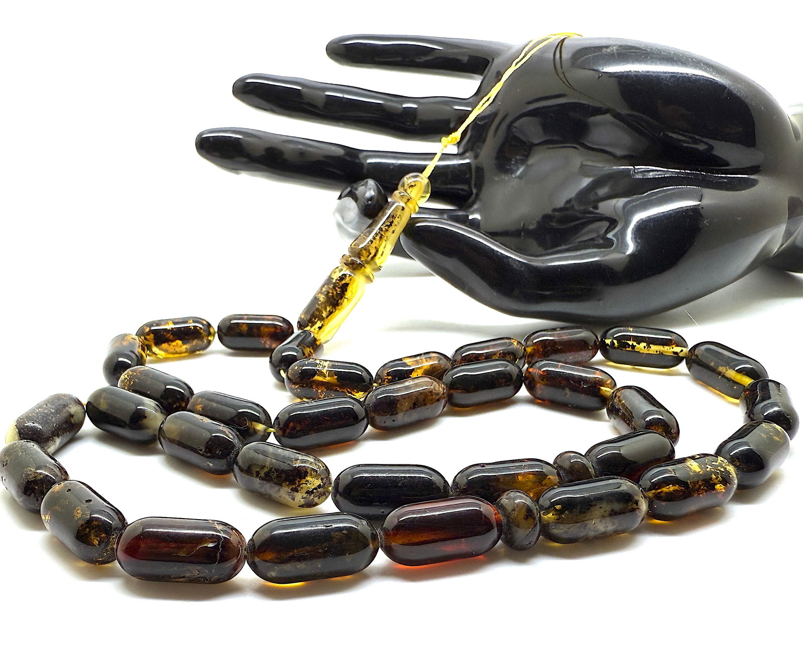 Impressive Amber Tesbih made from Capsule shaped Amber beads - 6