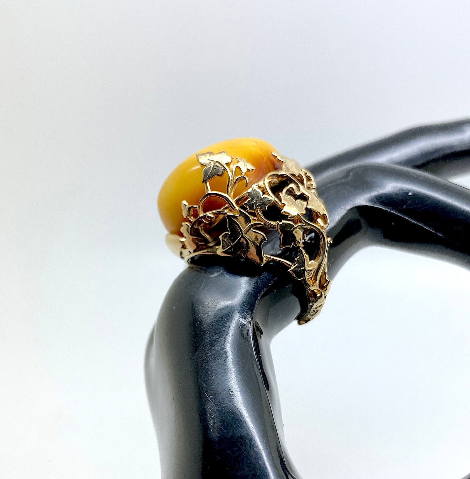 Unique and Adjustable Amber Ring - 9