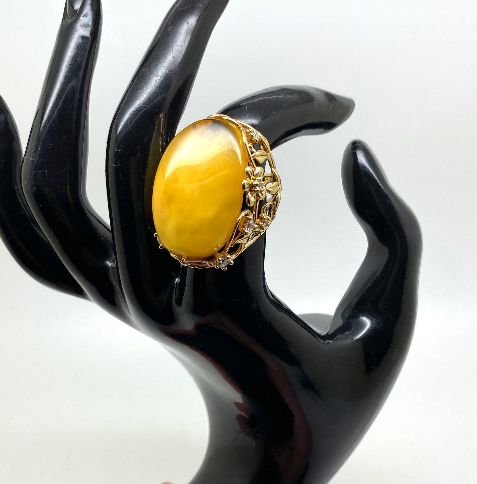 Adjustable Amber Ring - 9