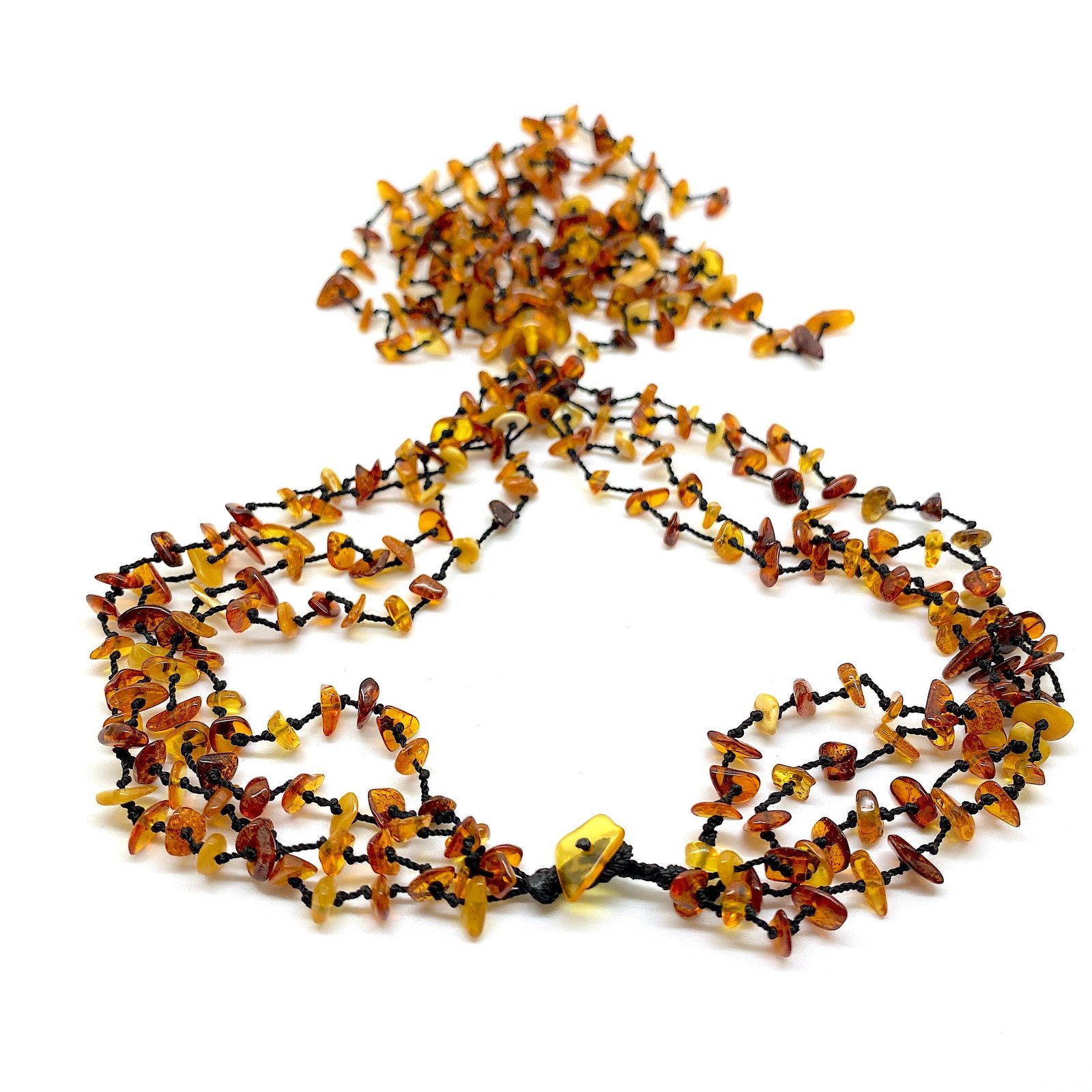 Beautiful Vintage Amber Necklace made from Natural shaped Amber beads - 8