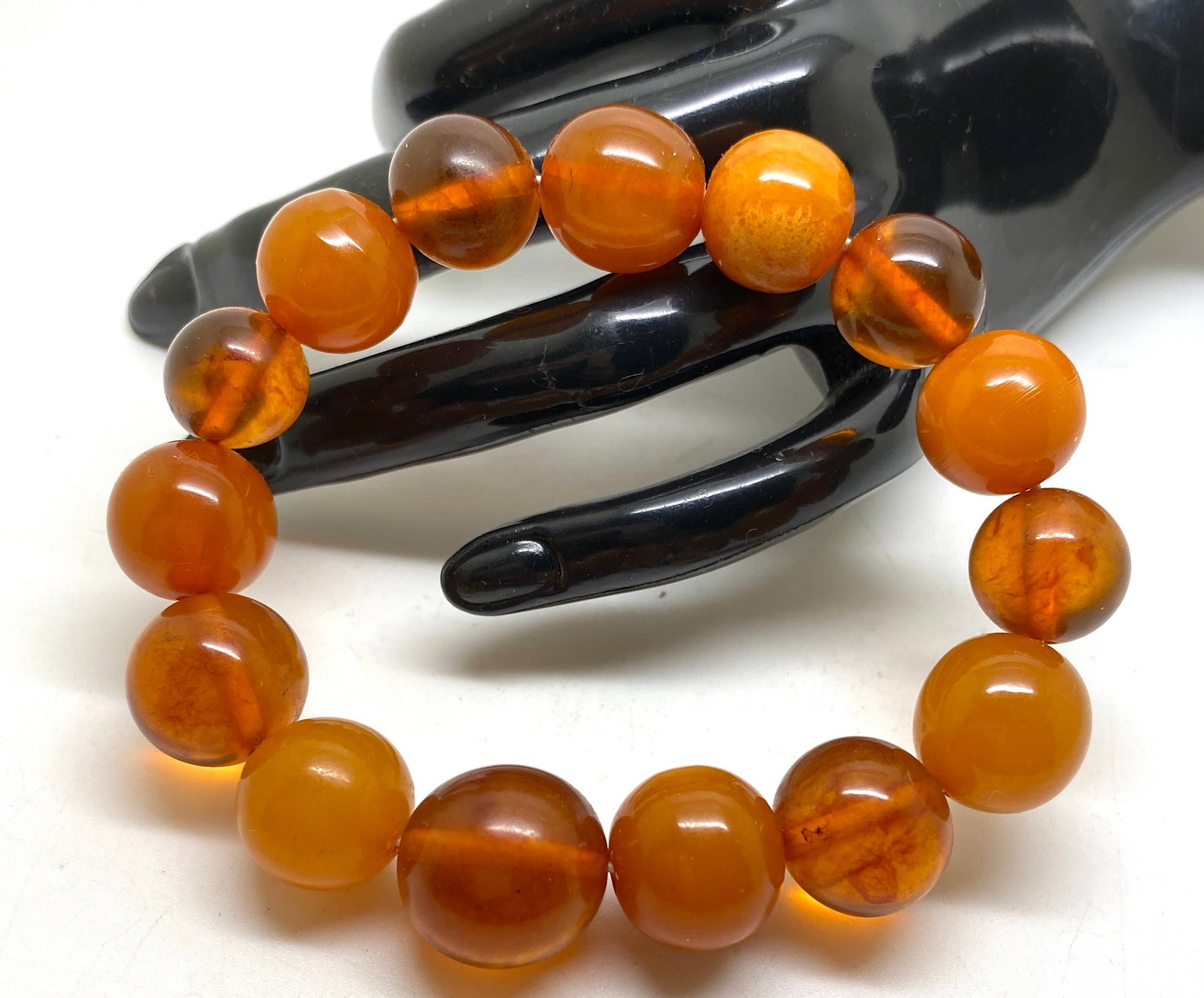 Beautiful Unique Vintage Amber Bracelet made from Round Amber beads - 6
