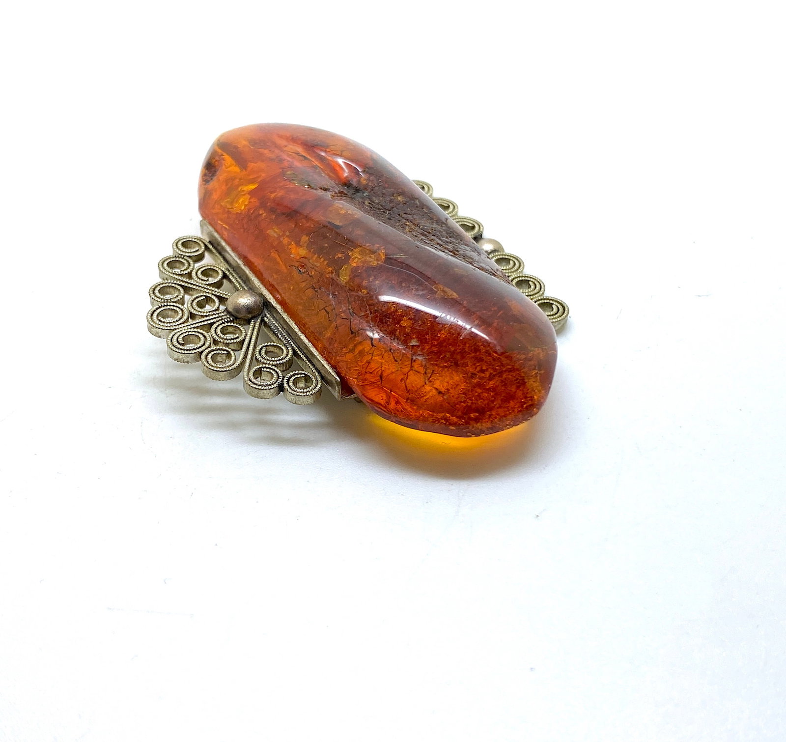 Fascinating Unique Vintage Amber Brooch - 5