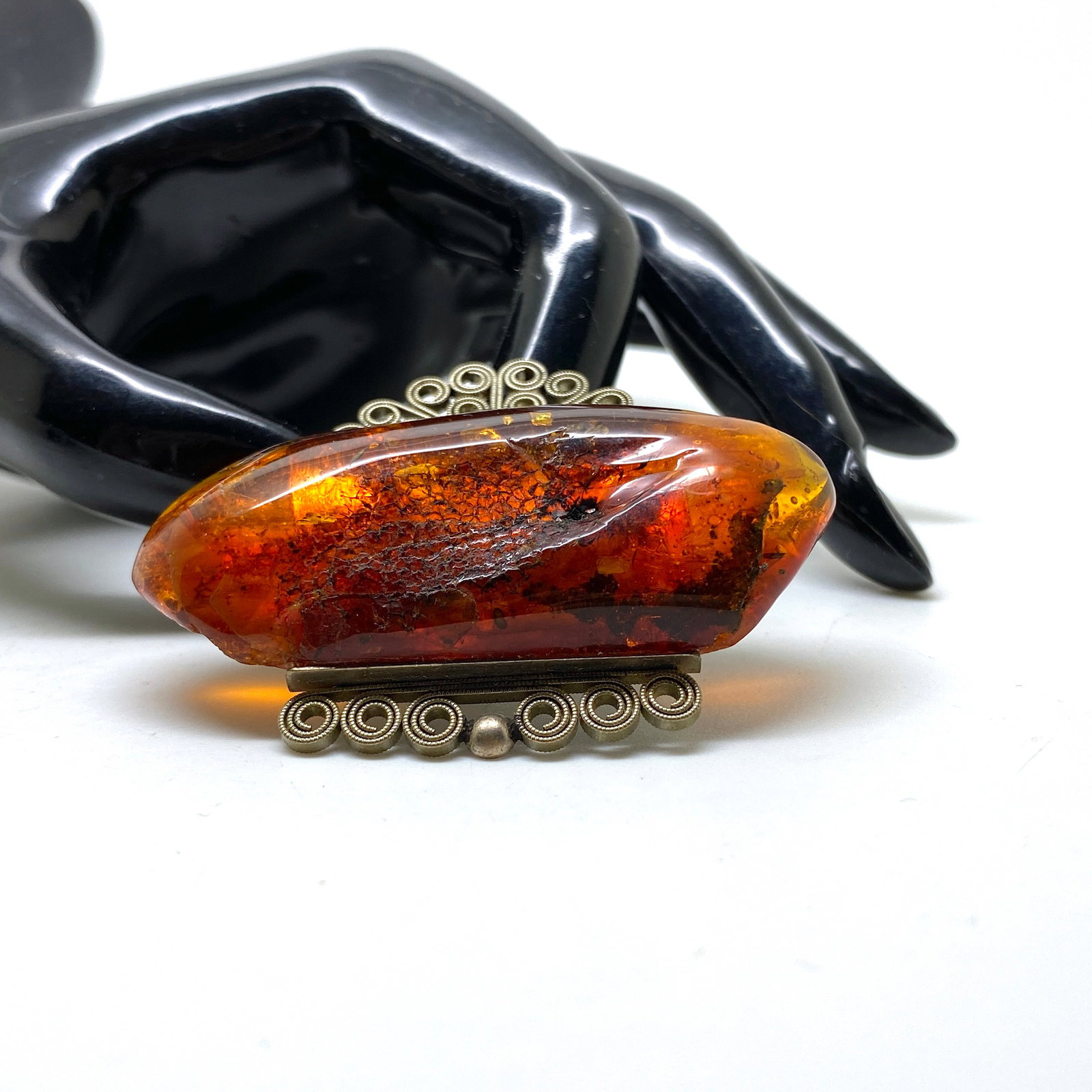 Fascinating Unique Vintage Amber Brooch - 9