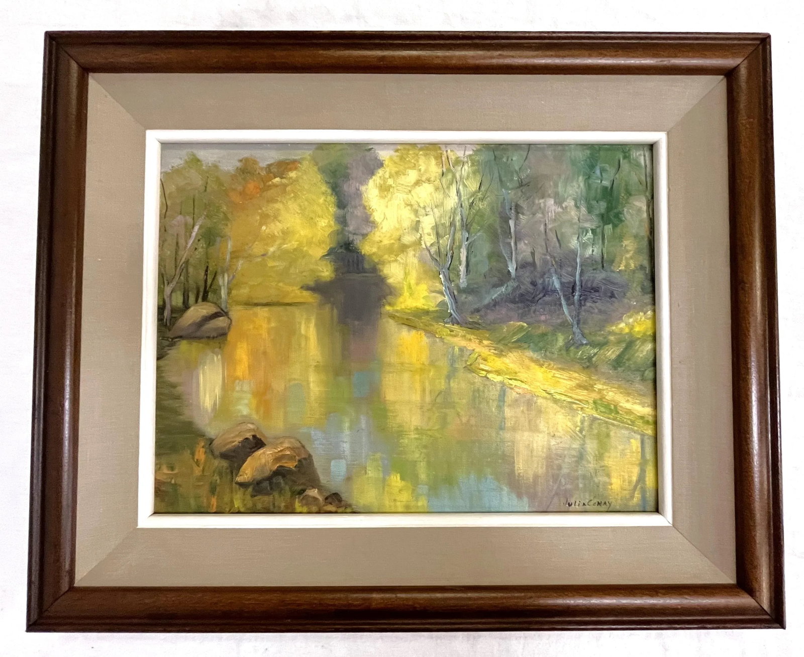 Original Julia Conay Framed Oil Painting on Board, Untitled Landscape - 2