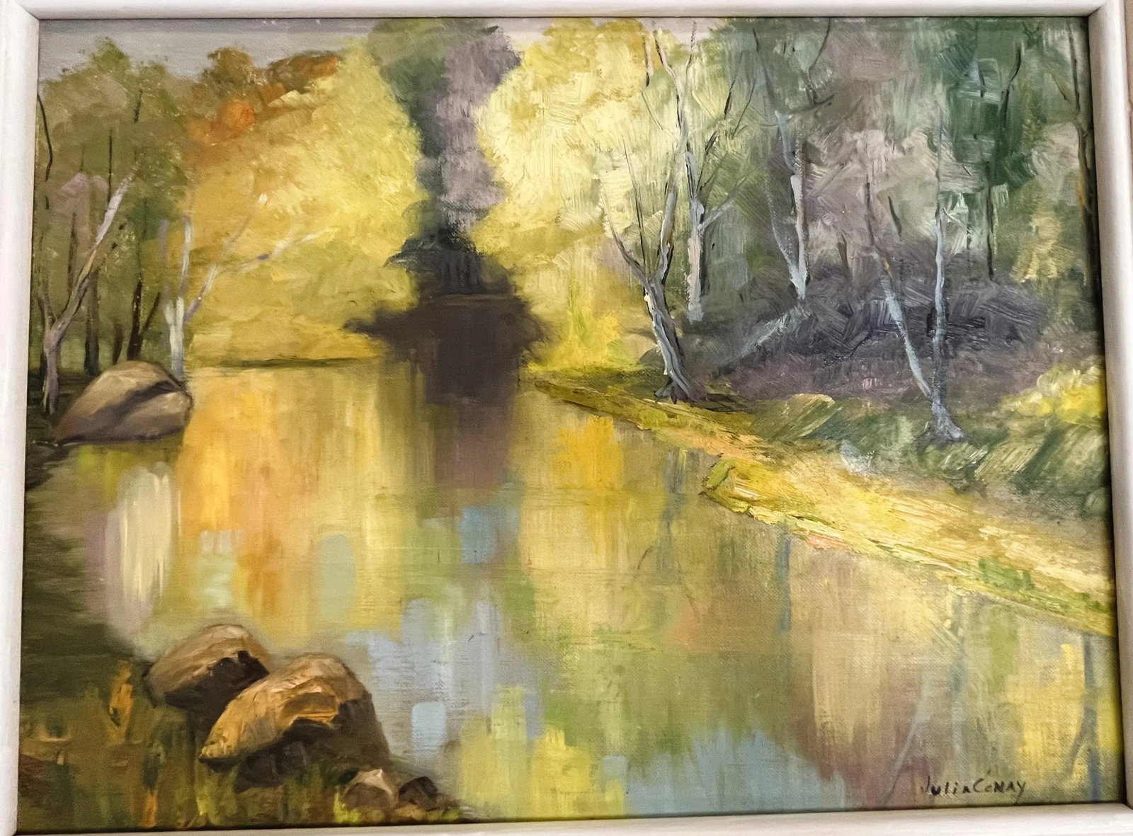 Original Julia Conay Framed Oil Painting on Board, Untitled Landscape - 4