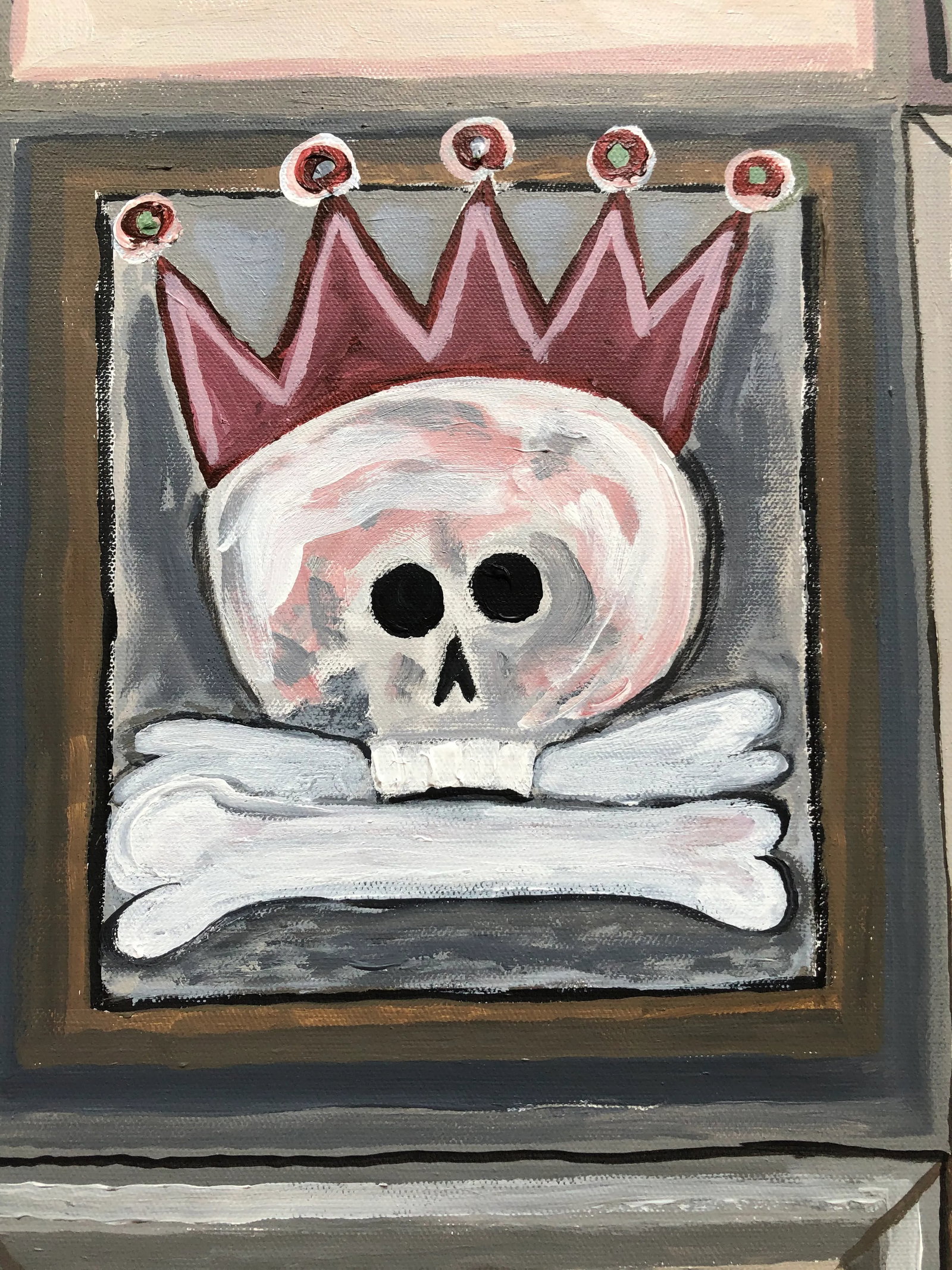 Large Original Painting of Skull Motif Italian Door - 2