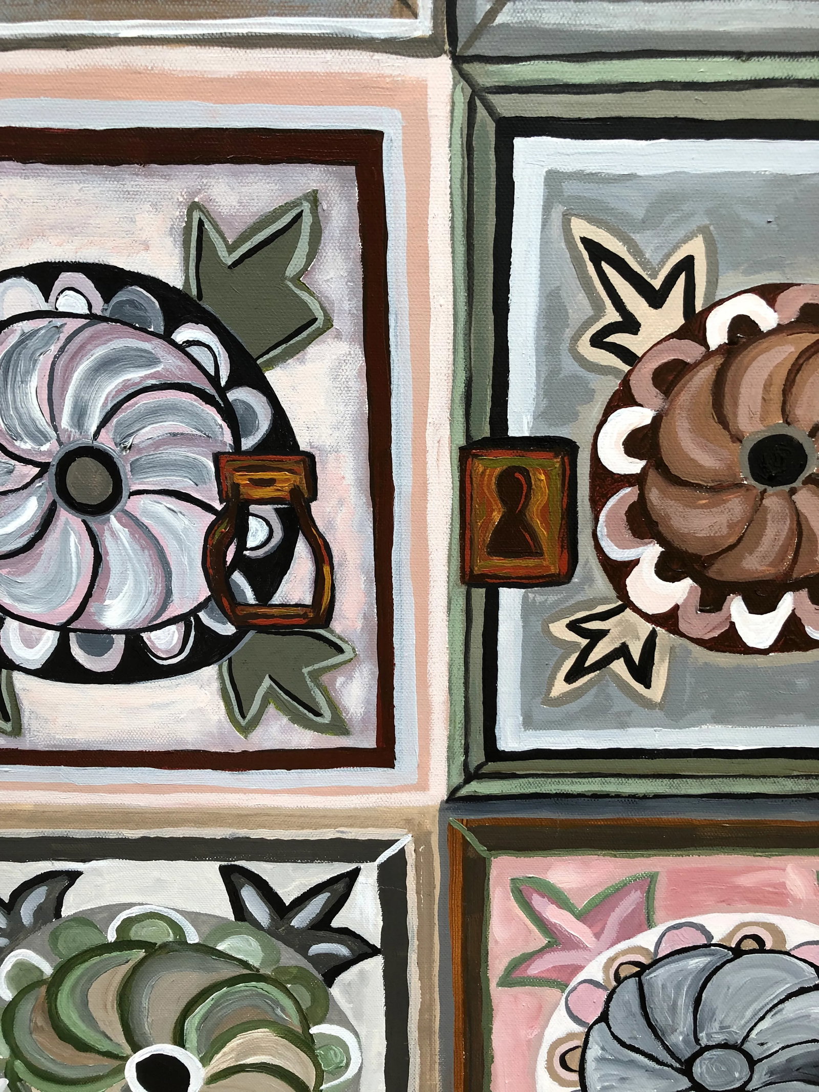 Large Original Painting of Skull Motif Italian Door - 3