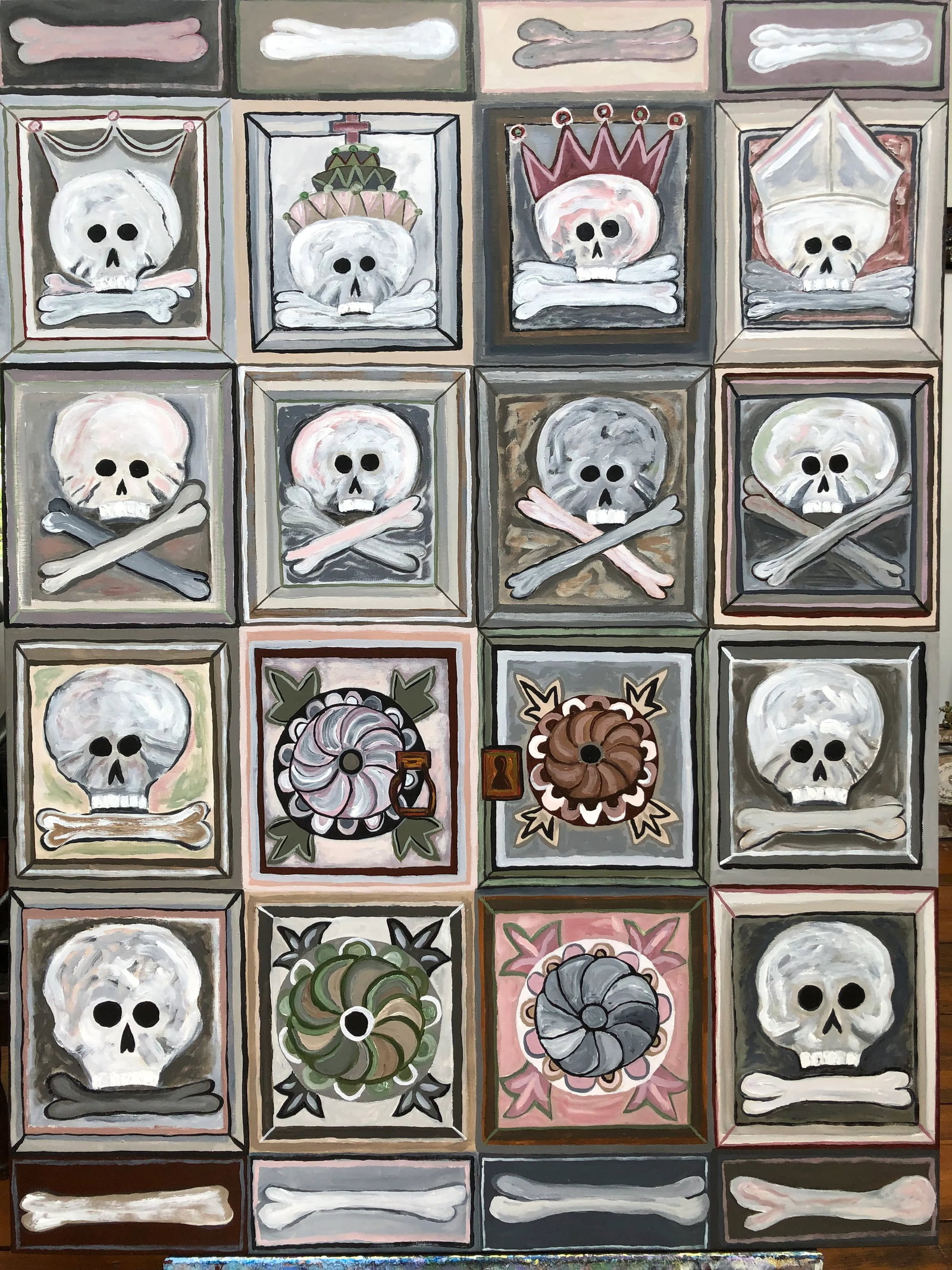 Large Original Painting of Skull Motif Italian Door - 4