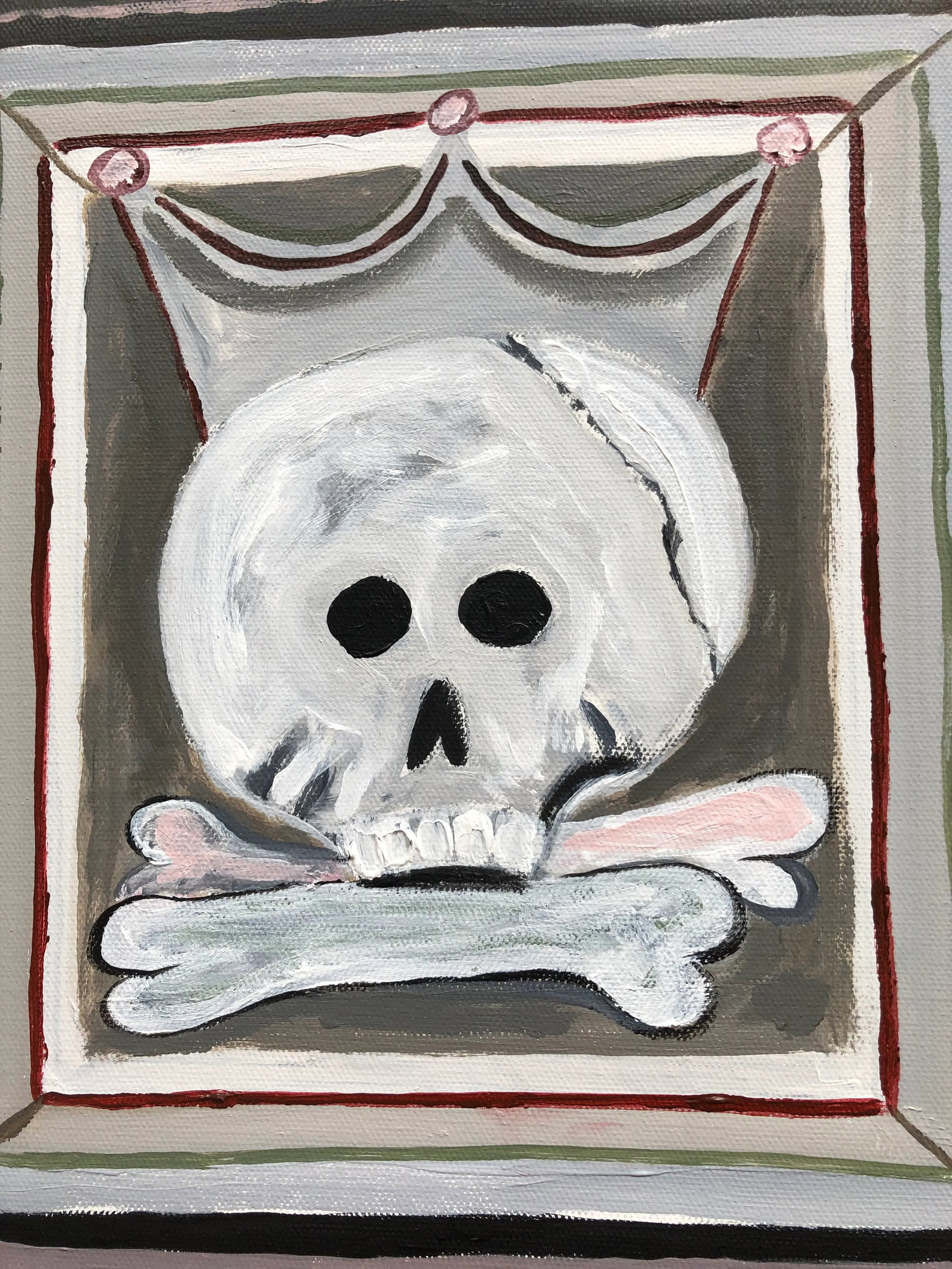 Large Original Painting of Skull Motif Italian Door - 6