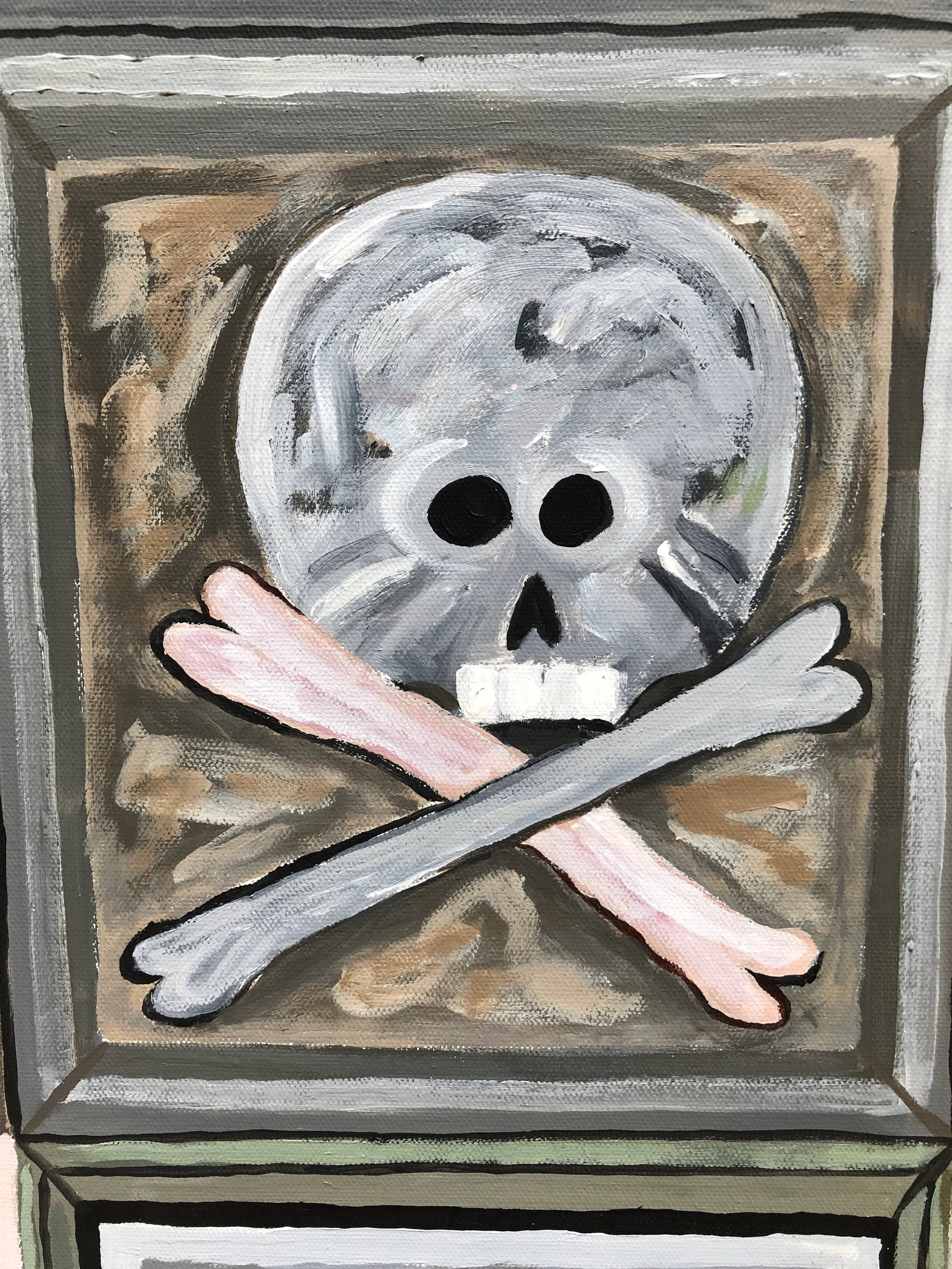 Large Original Painting of Skull Motif Italian Door - 7