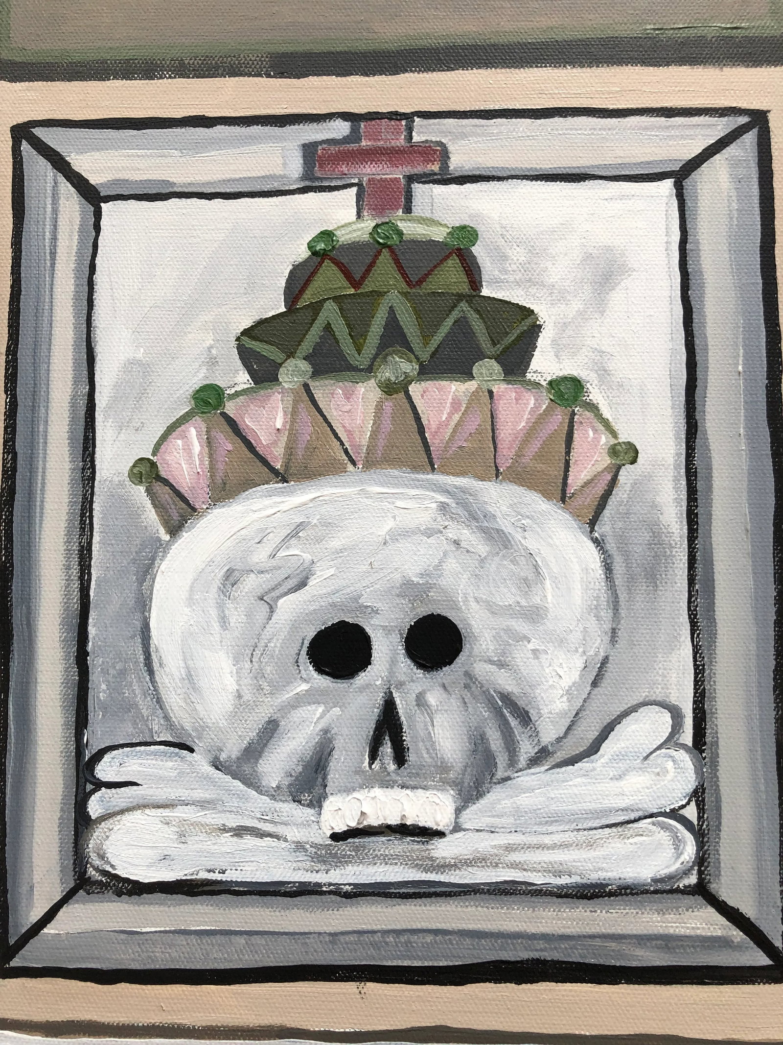 Large Original Painting of Skull Motif Italian Door - 8