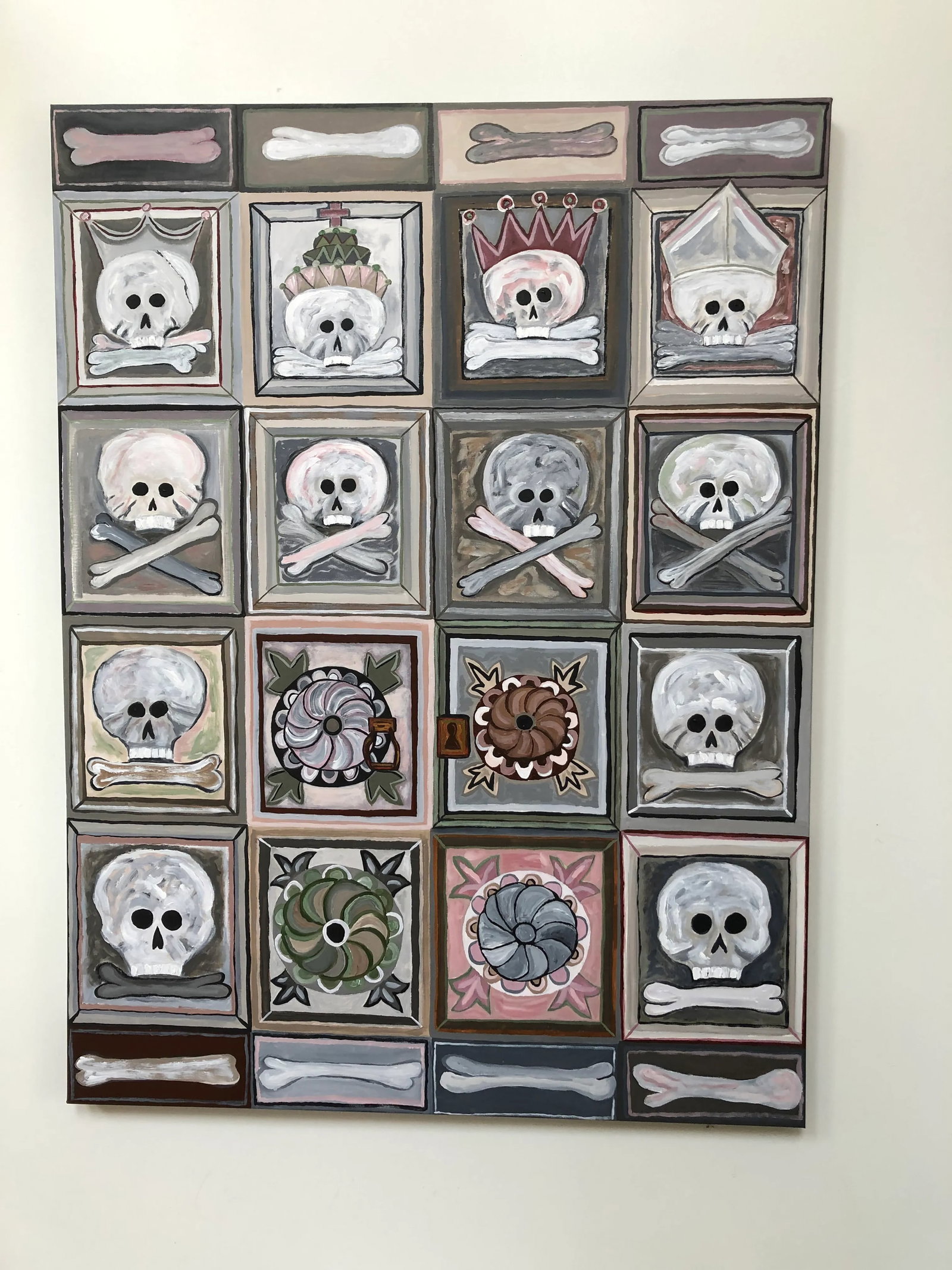 Large Original Painting of Skull Motif Italian Door - 9