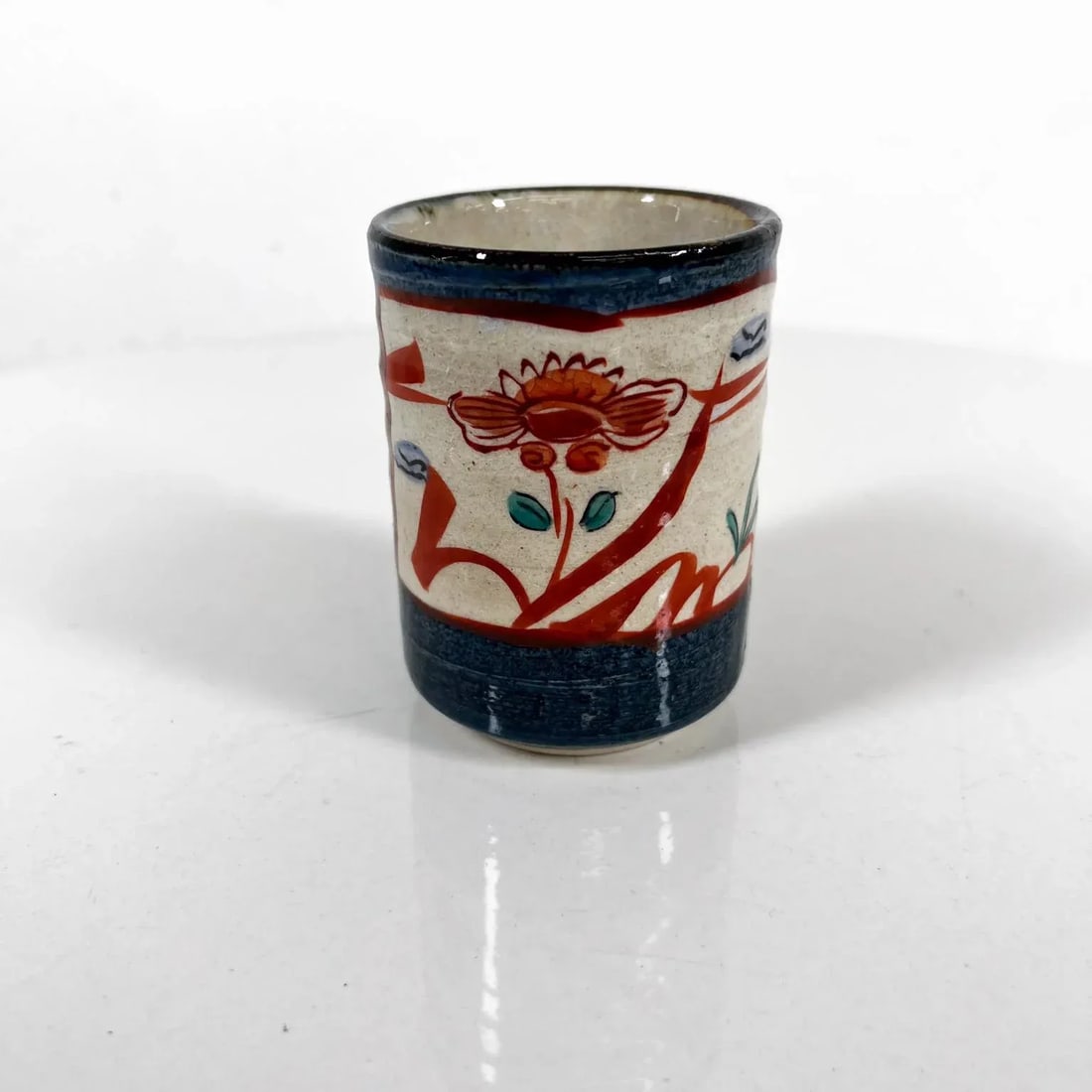 1960s Asian Art Pottery Oriental Flower Cup - 10