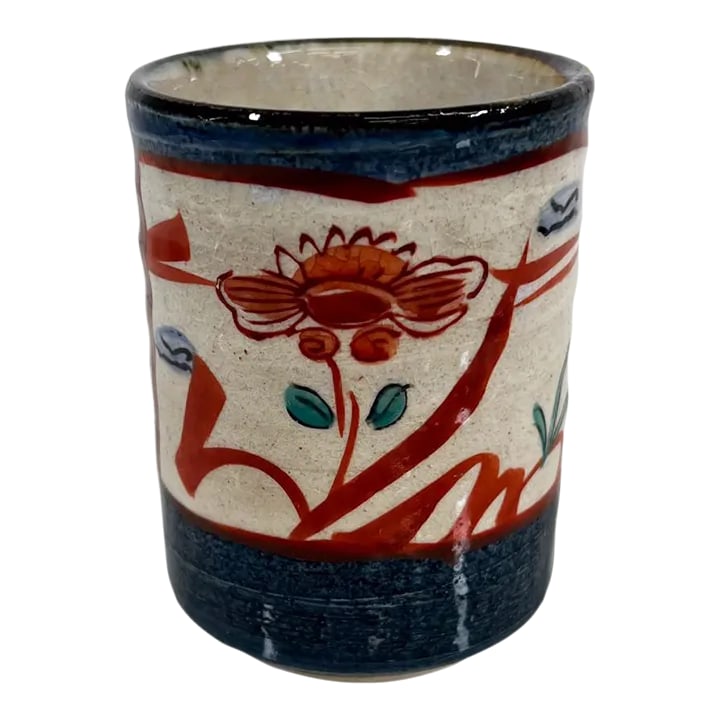 1960s Asian Art Pottery Oriental Flower Cup (1 of 10)