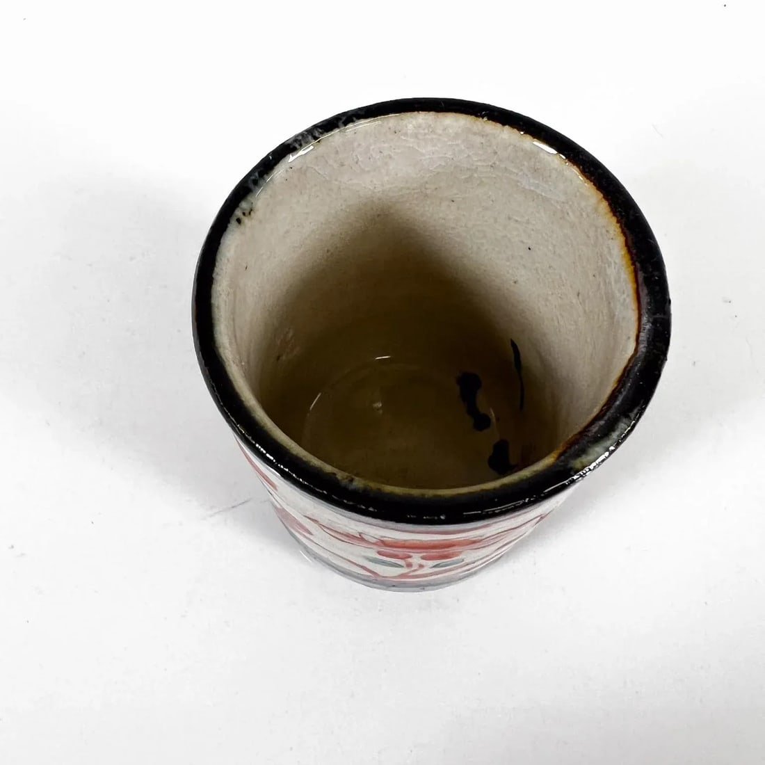 1960s Asian Art Pottery Oriental Flower Cup - 2