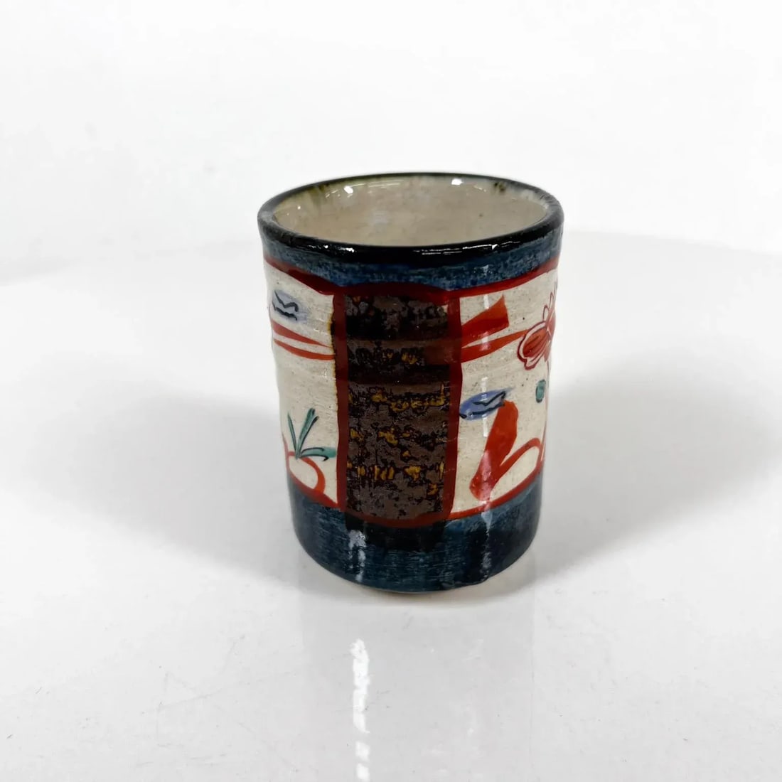 1960s Asian Art Pottery Oriental Flower Cup - 6