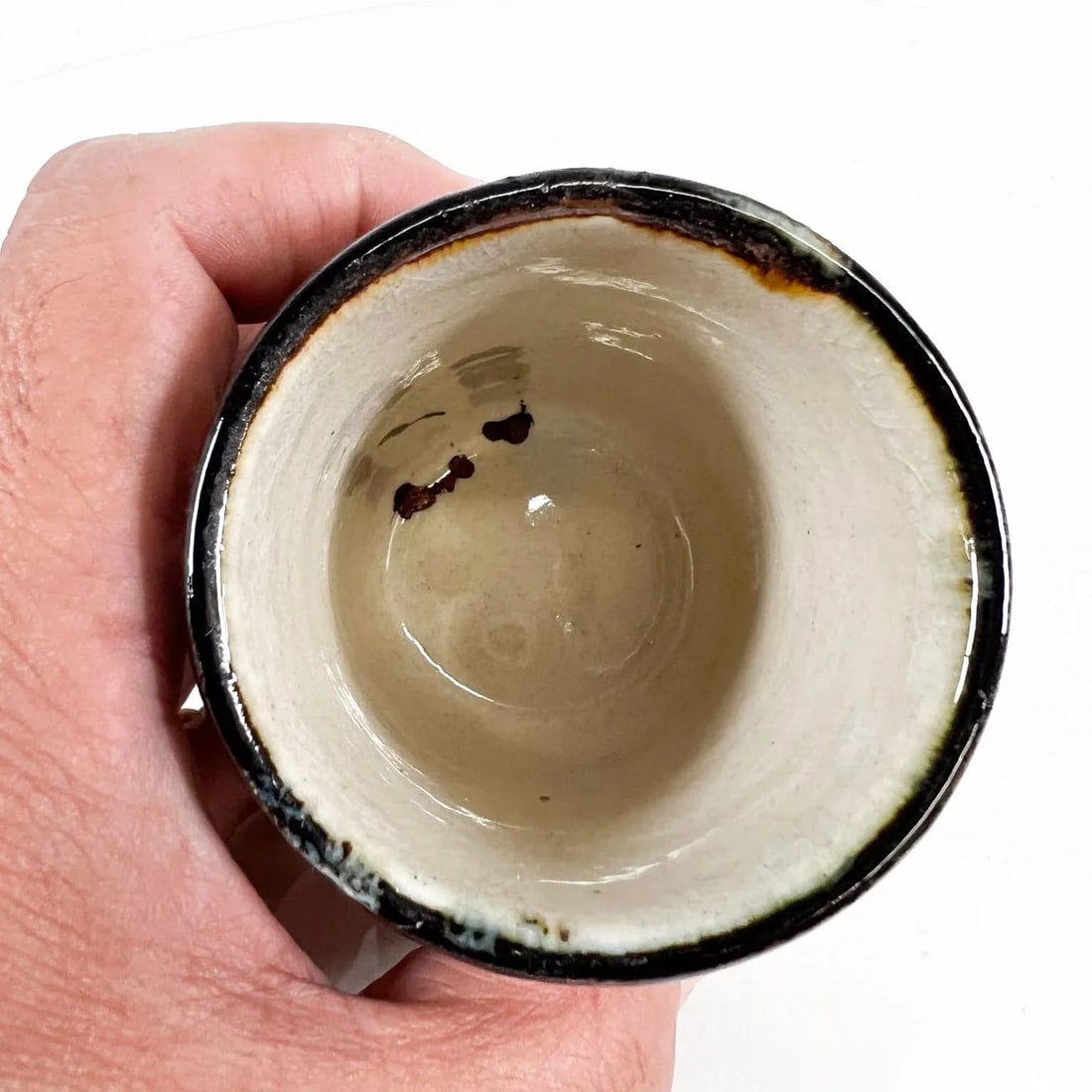 1960s Asian Art Pottery Oriental Flower Cup - 8