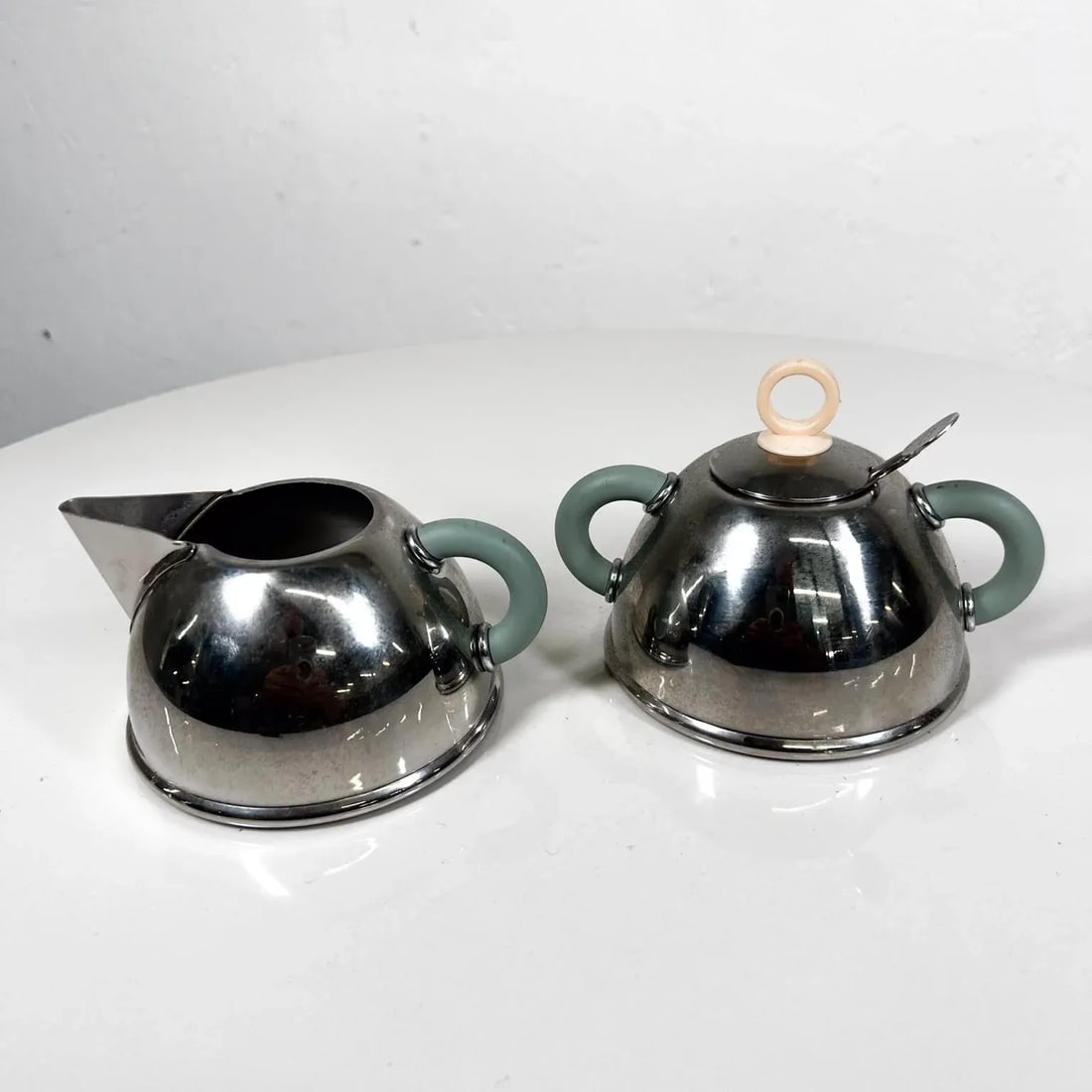 1985 Iconic Alessi Sugar Bowl + Creamer Designed by Michael Graves - 11