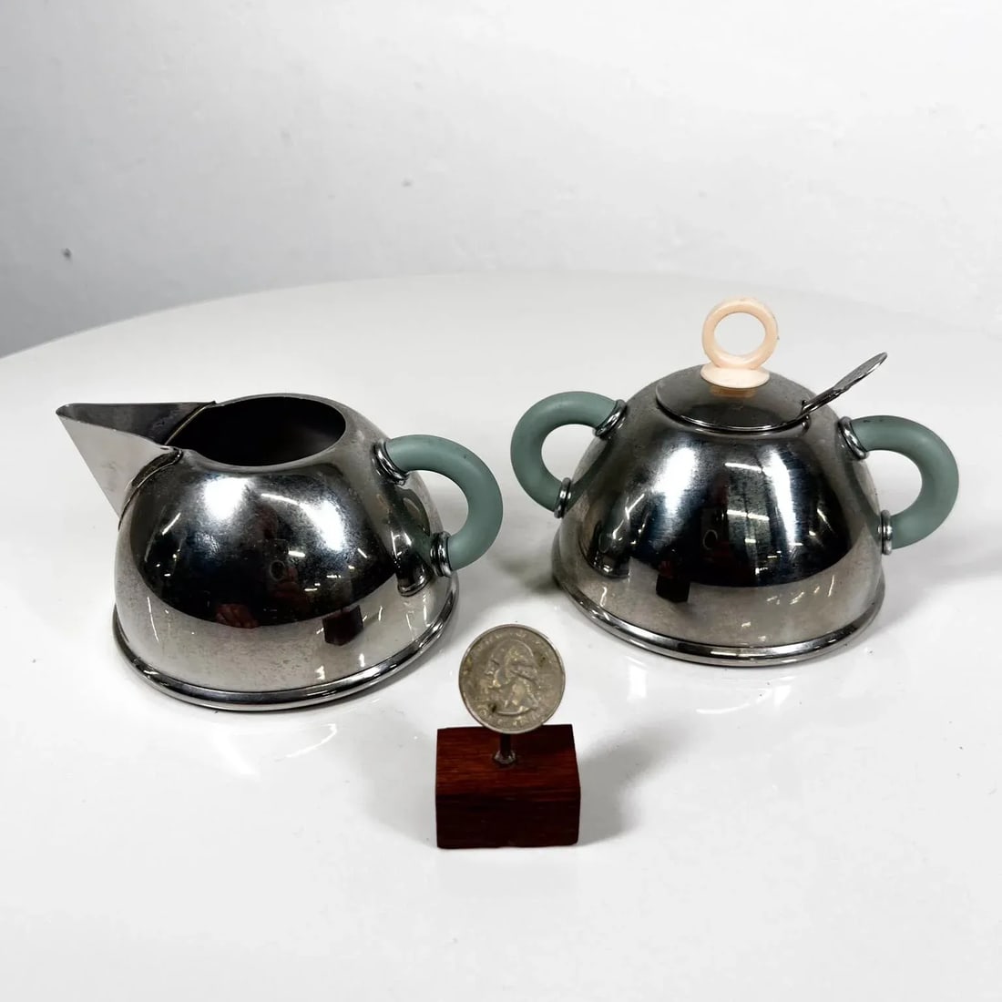1985 Iconic Alessi Sugar Bowl + Creamer Designed by Michael Graves - 5