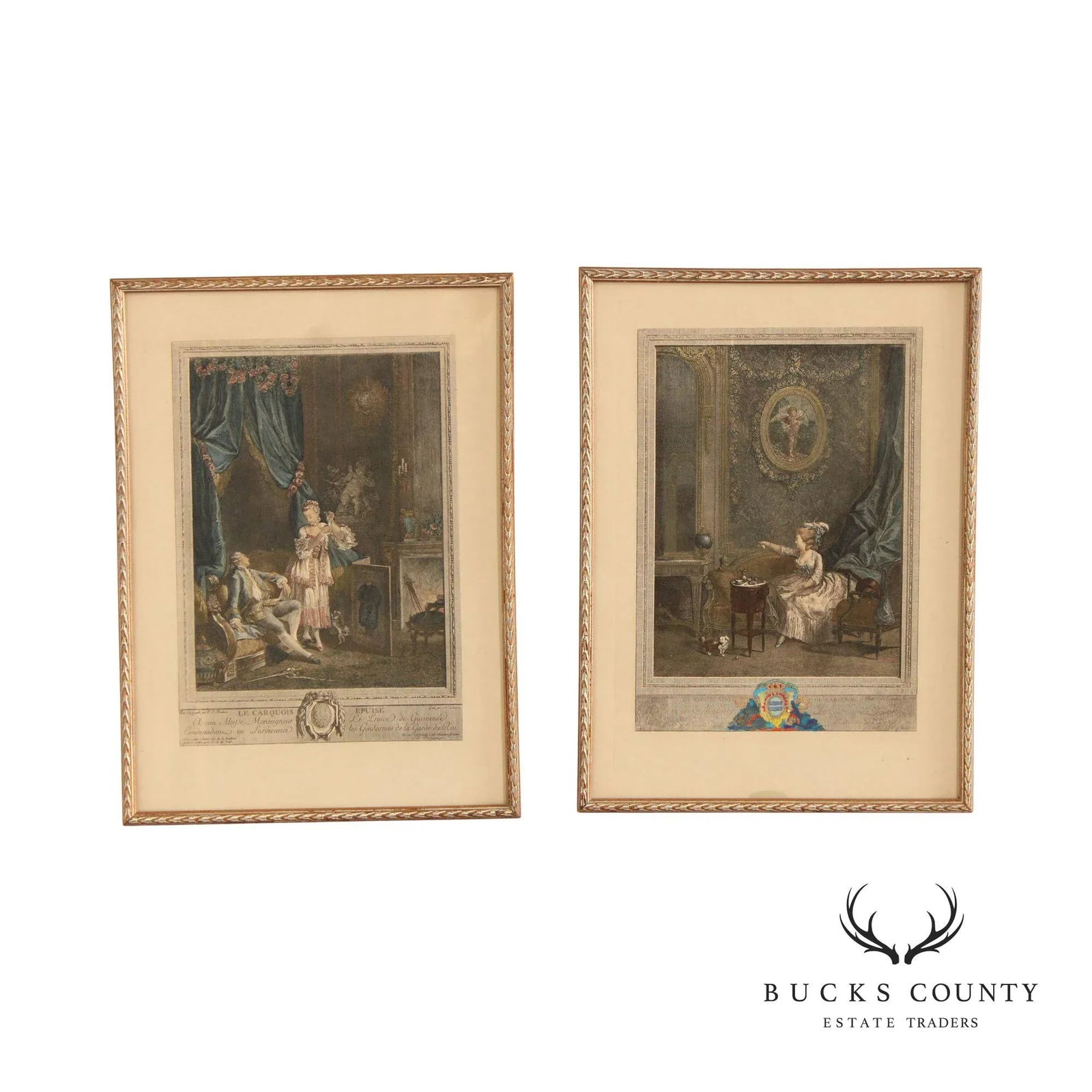 Antique French Pair Colored Engravings, After Nicolas de Launay - 13