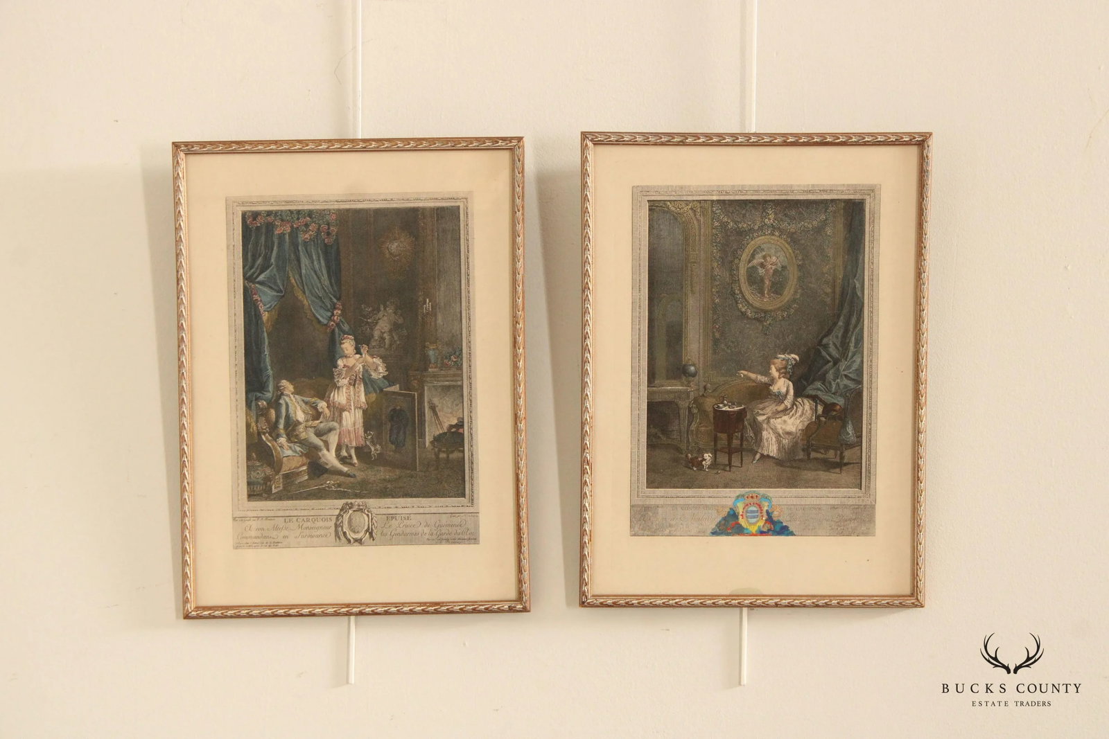 Antique French Pair Colored Engravings, After Nicolas de Launay - 2
