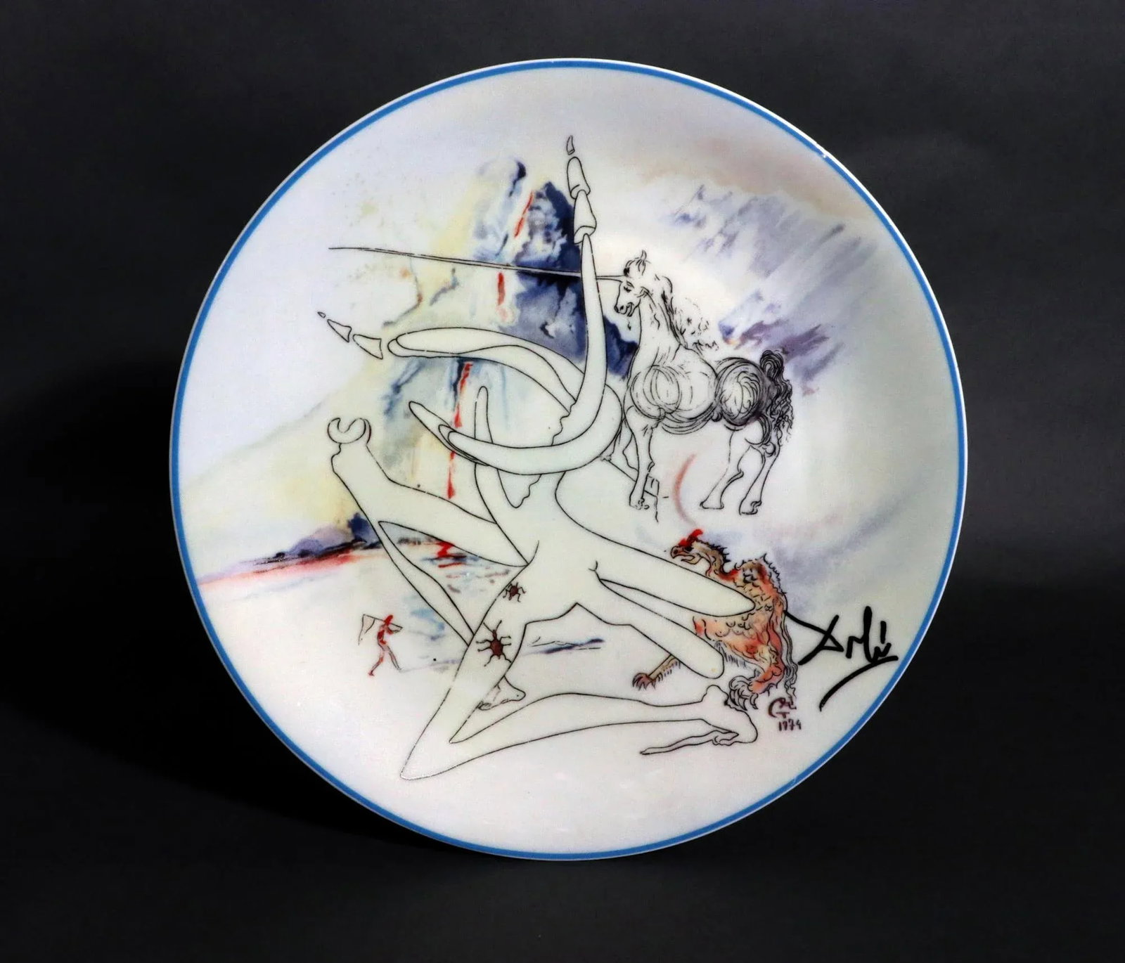 Six Limoges Transfer-Printed Porcelain Cabinet Plates Designed by Salvador Dali- ''Le Conquete Du Co - 9