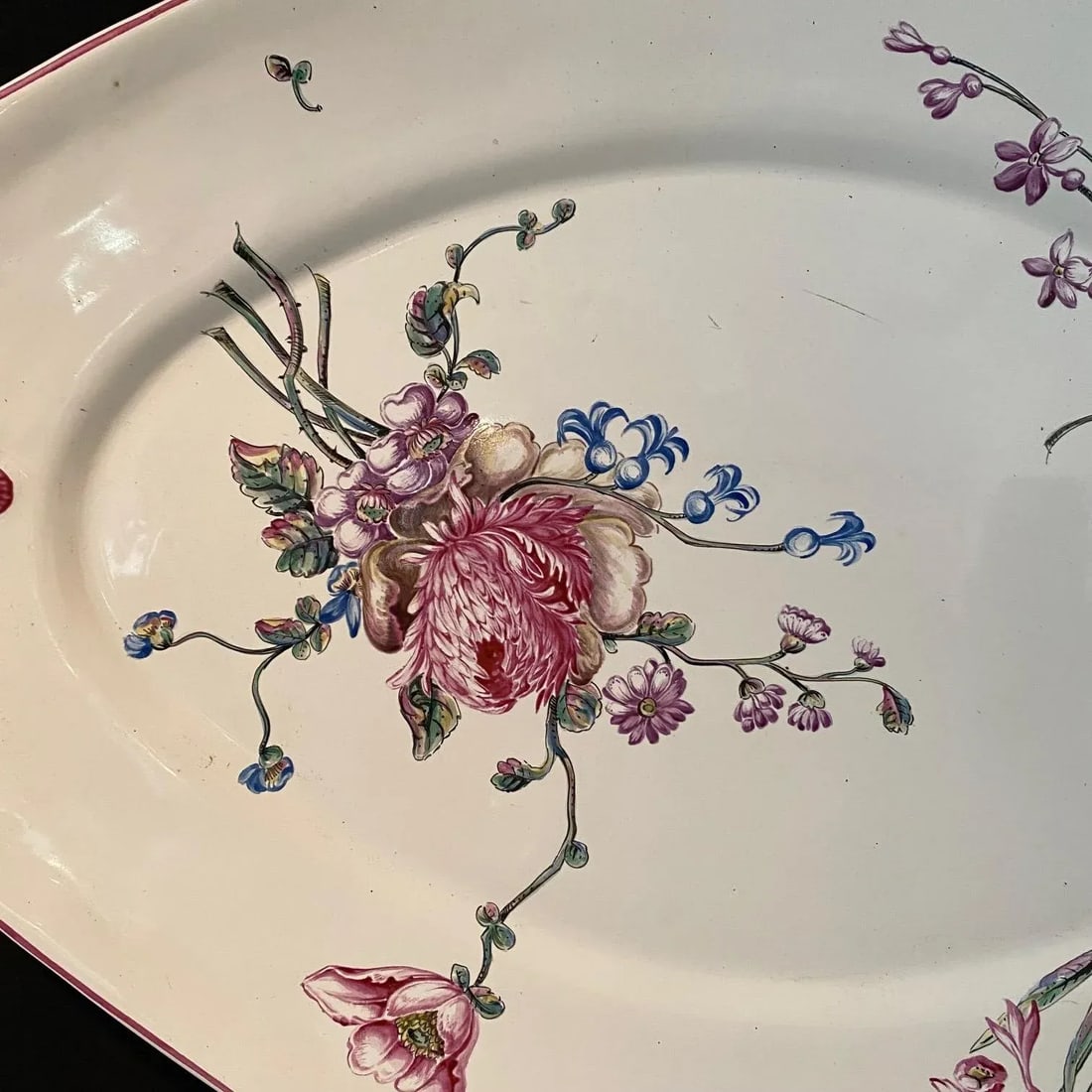 French Porcelain Barbotine Faience Majolica Jardiniere or Tureen and Platter -Set of 2 - 11