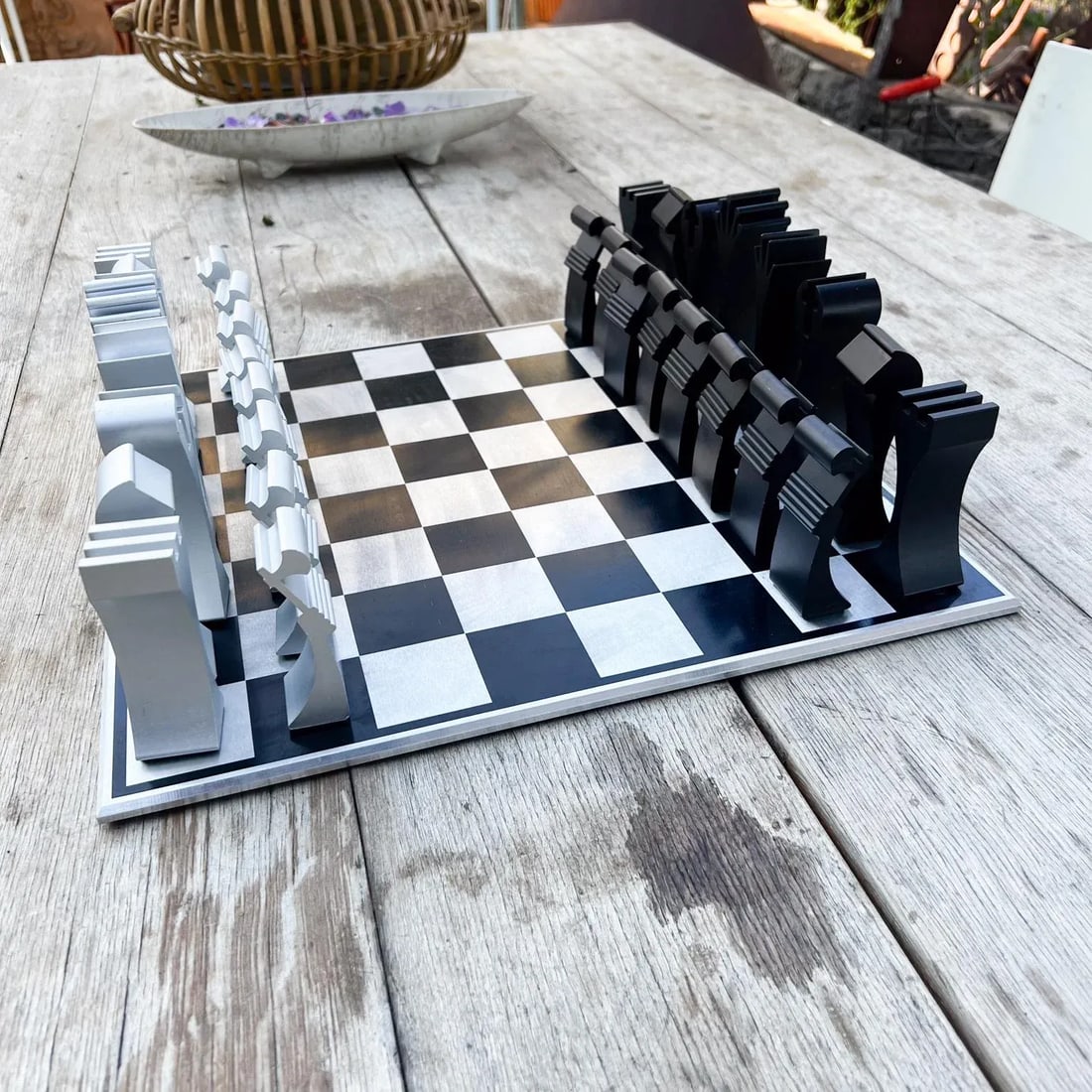 1972 Scott Wolfe Columbia Aluminum Chess Set - 12