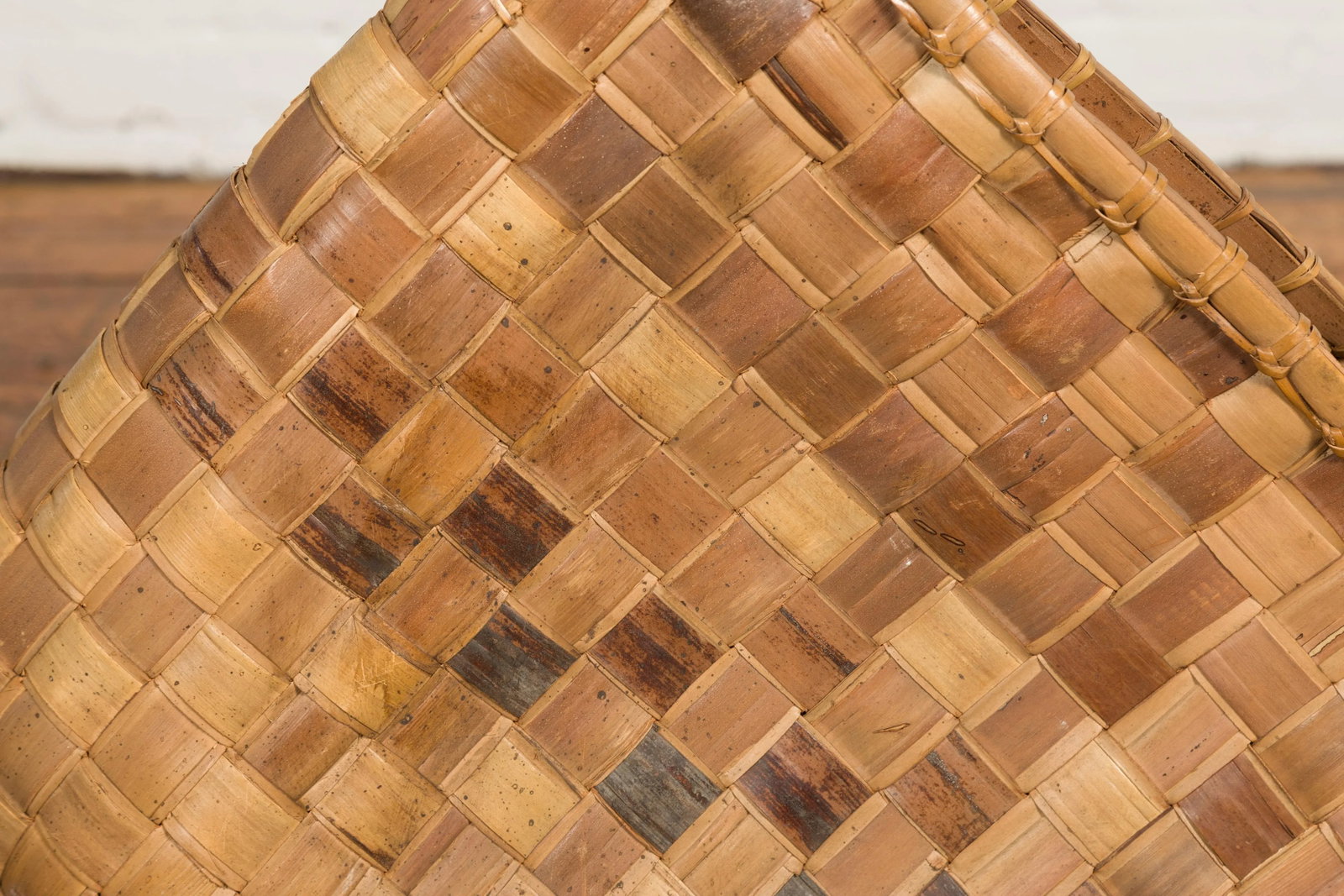 Antique Rustic Hand Woven Karagumoy Filipino Two Toned Grain Basket - 6