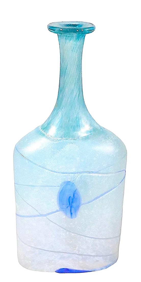 Post Modern Galaxy Blue Art Glass Vase by Bertil Vallien for Kosta Boda 1980's - 11
