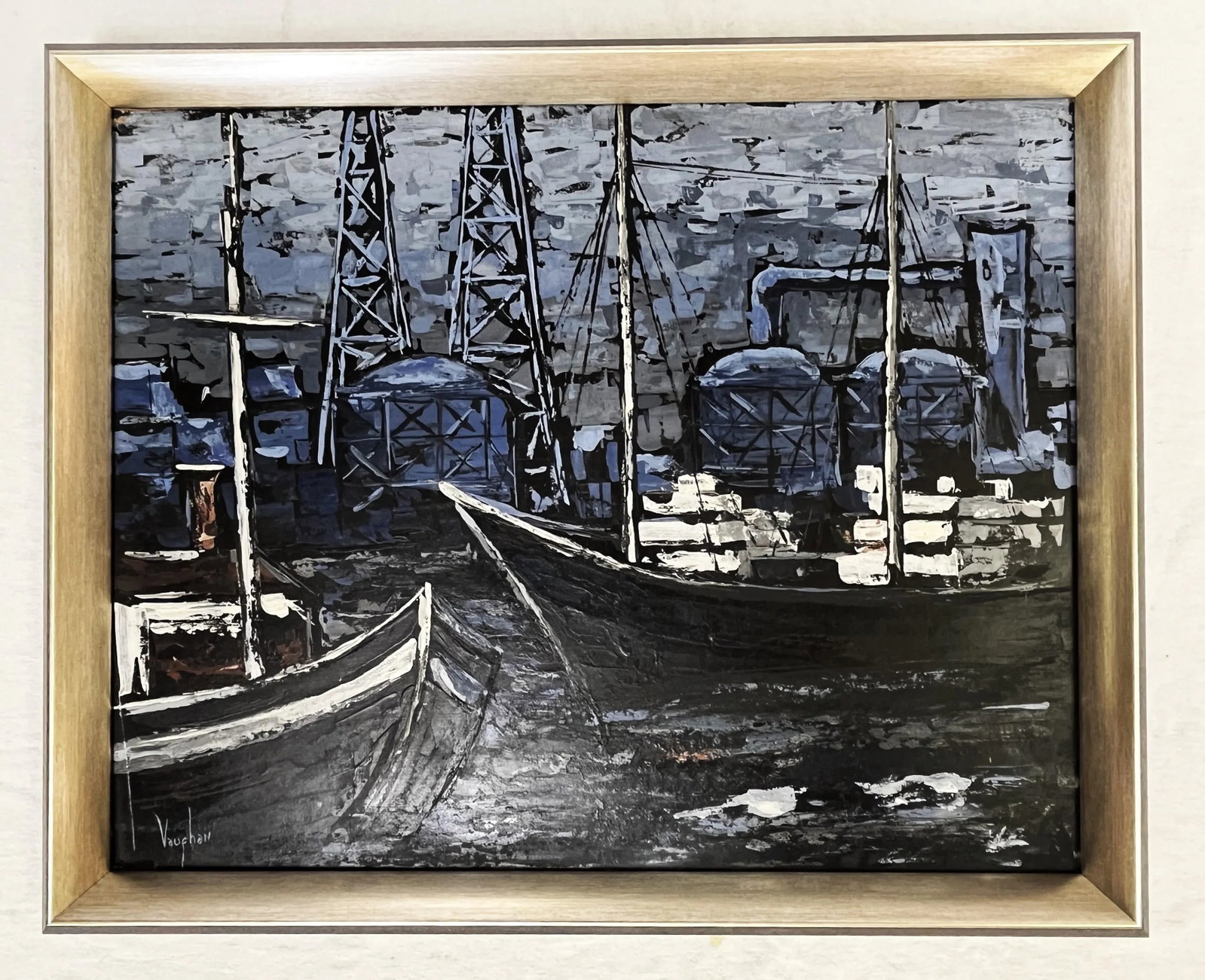 William James Vaughn Signed Original Oil Painting on Board Titled 'Blue Transport' - 13