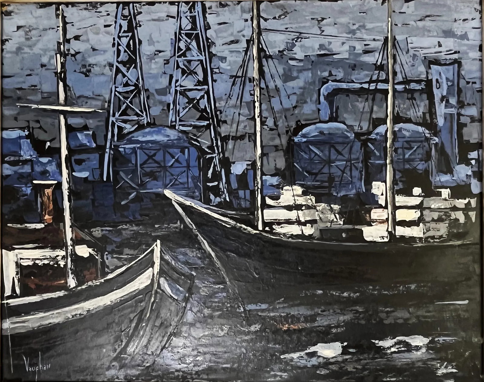 William James Vaughn Signed Original Oil Painting on Board Titled 'Blue Transport' - 2