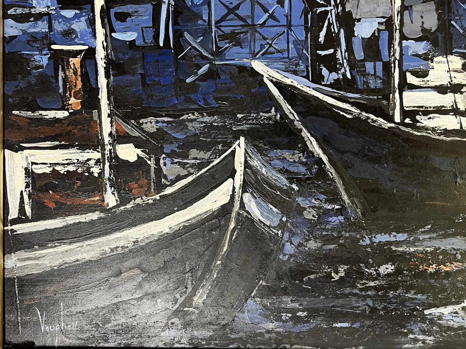 William James Vaughn Signed Original Oil Painting on Board Titled 'Blue Transport' - 5